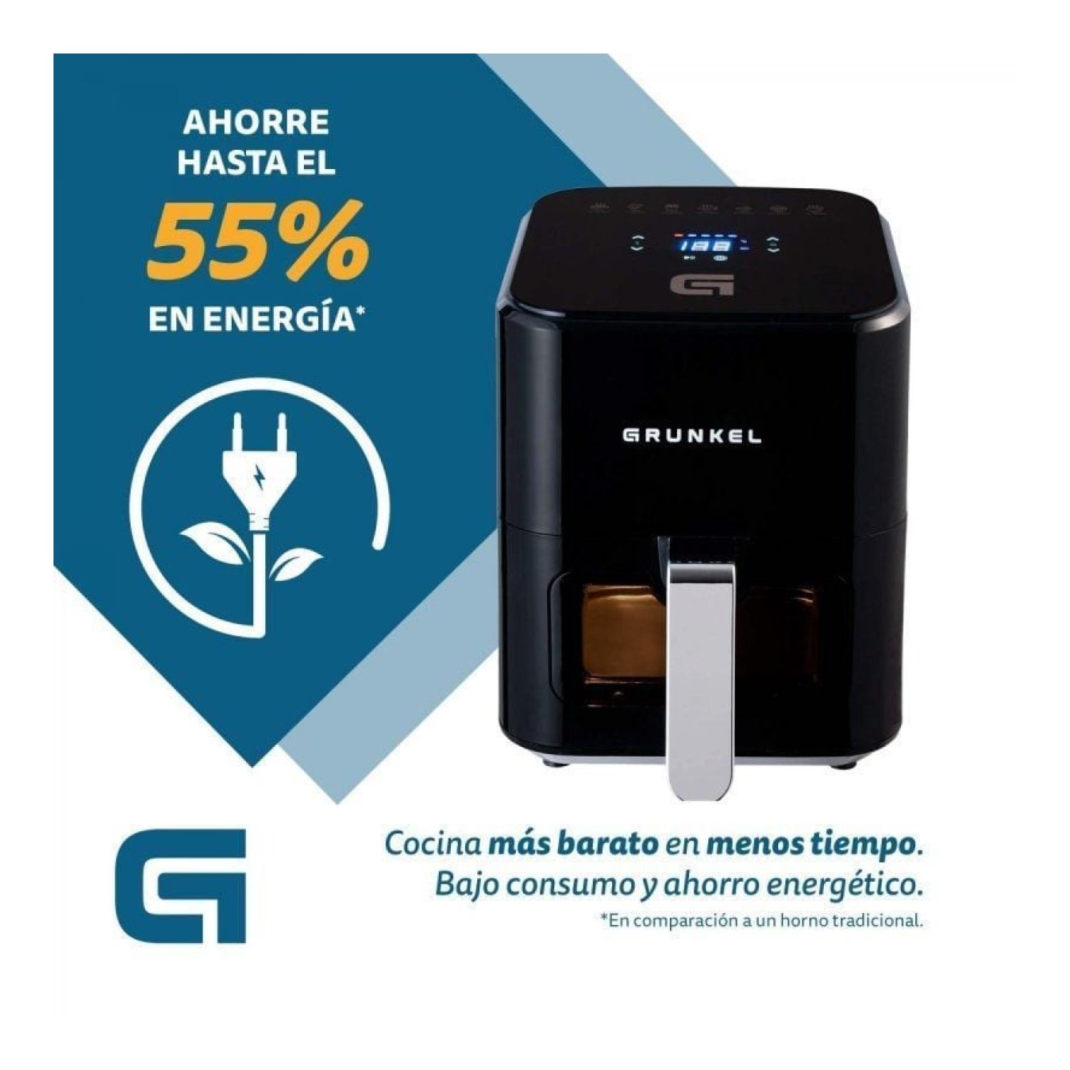 Grunkel Black Easy Fryer · Freidora sin Aceite · 1200W · 4L Capacidad