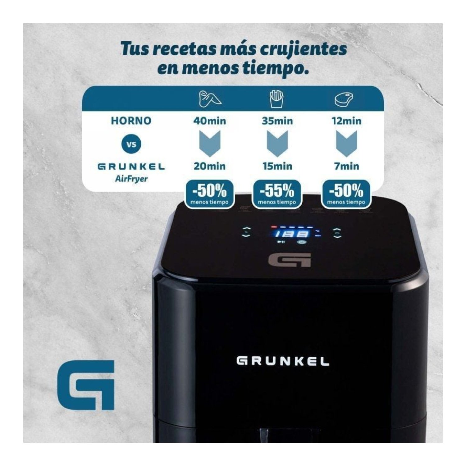 Grunkel Black Easy Fryer · Freidora sin Aceite · 1200W · 4L Capacidad