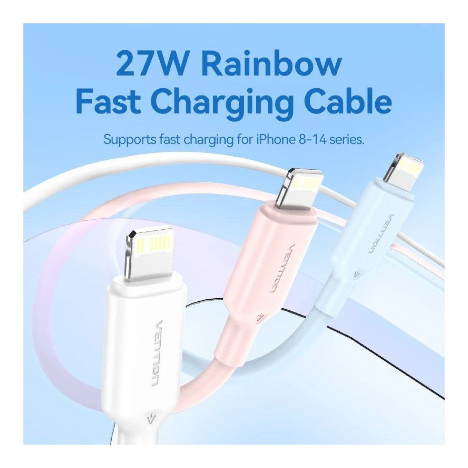 Cable USB 2.0 Tipo-C Lightning Vention LAKSH/ USB Tipo-C Macho - Lightning Macho/ Hasta 27W/ 480Mbps/ 2m/ Azul