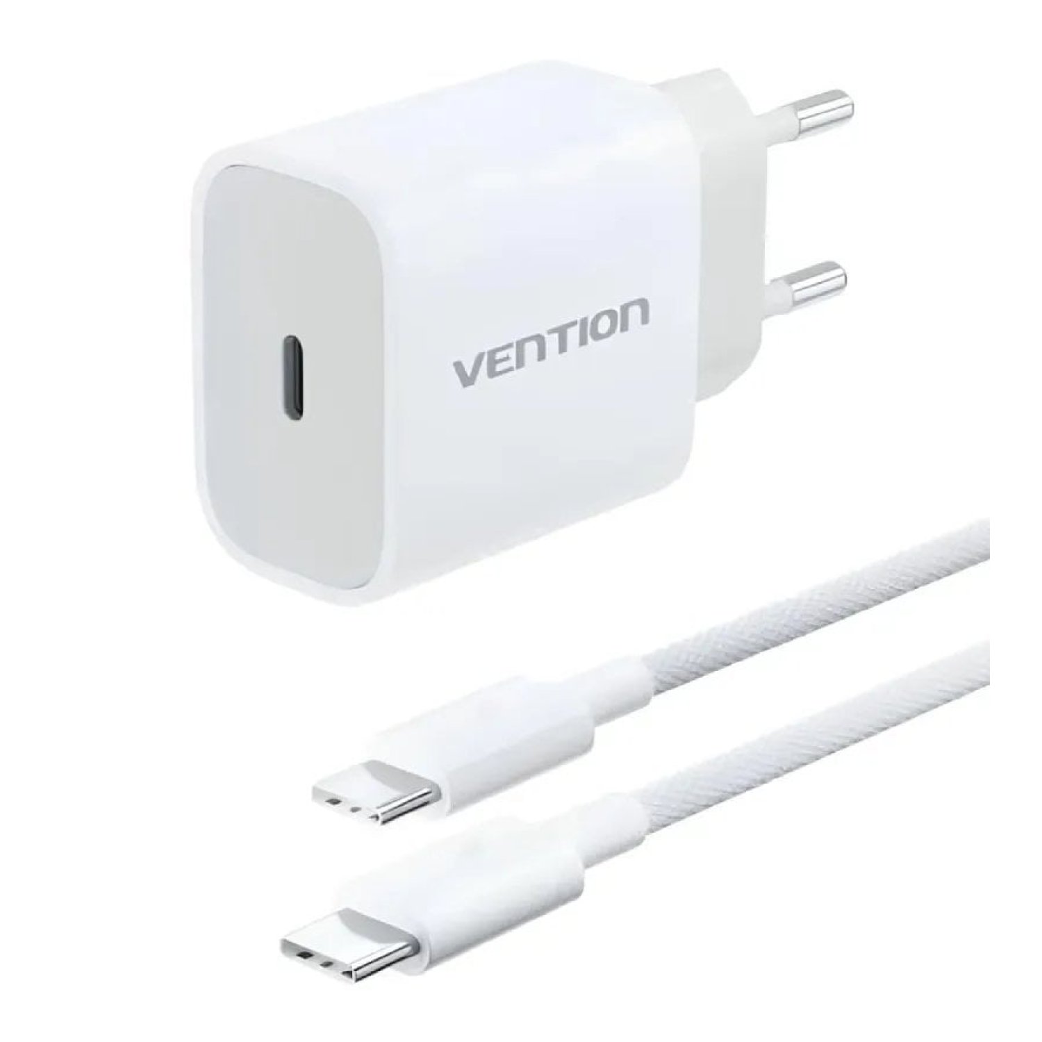 Cargador de Pared Vention G16W0-EU/ 1xUSB Tipo-C + Cable USB Tipo-C/ 20W