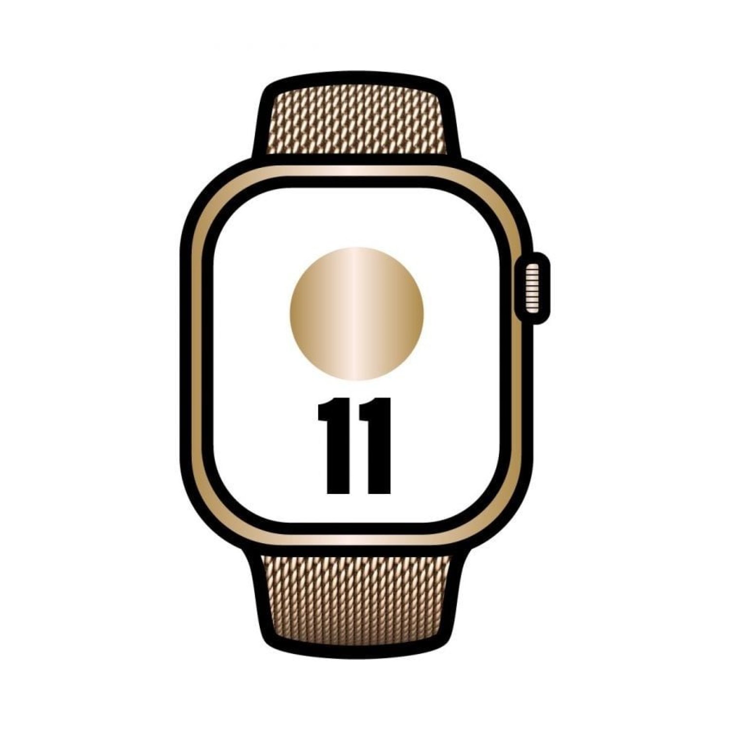 Apple Watch Series 11 · 42mm · GPS + Cellular · Titanio Dorado · Correa Milanese