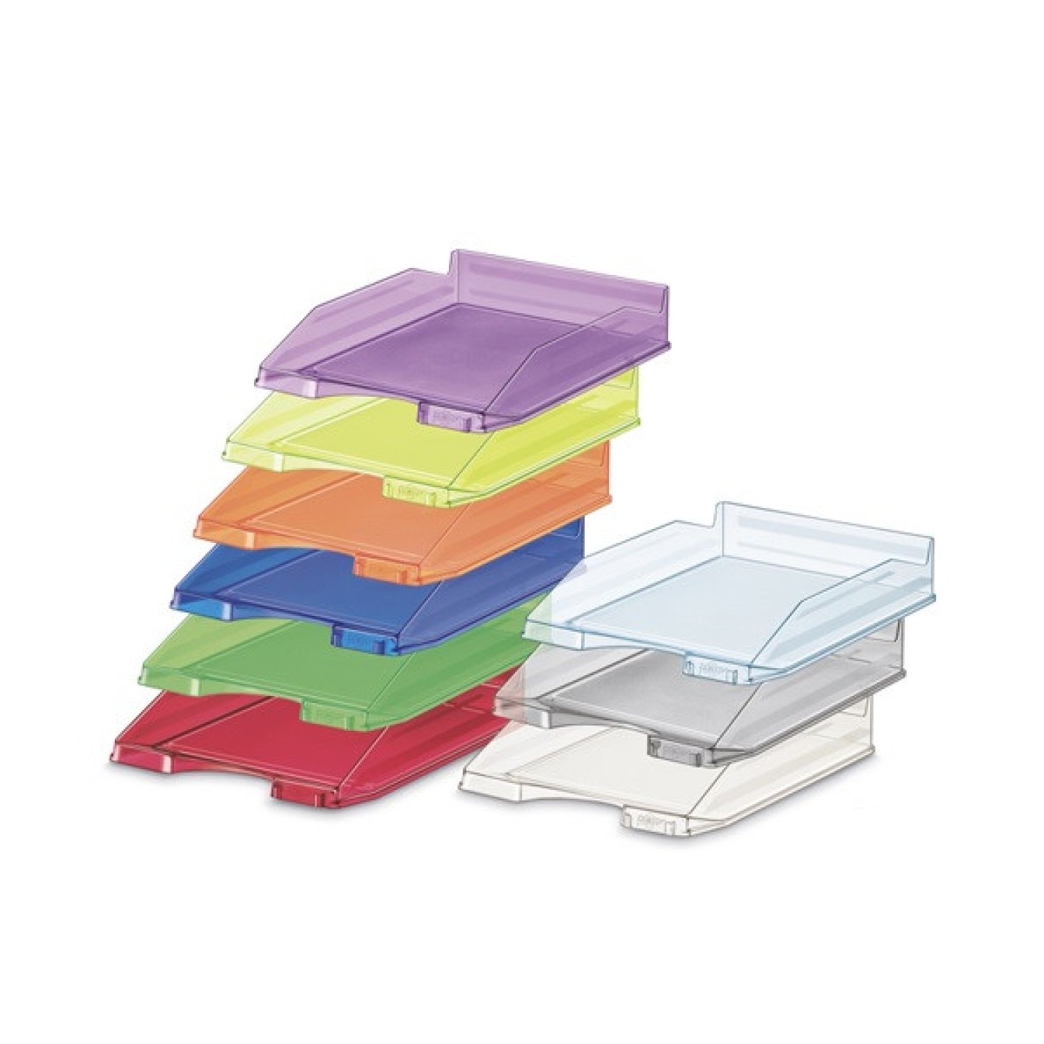 10 . BANDEJA APILABLE DE PLASTICO 350X250X65 MM. COLOR TRANSPARENTE FAIBO 93-23