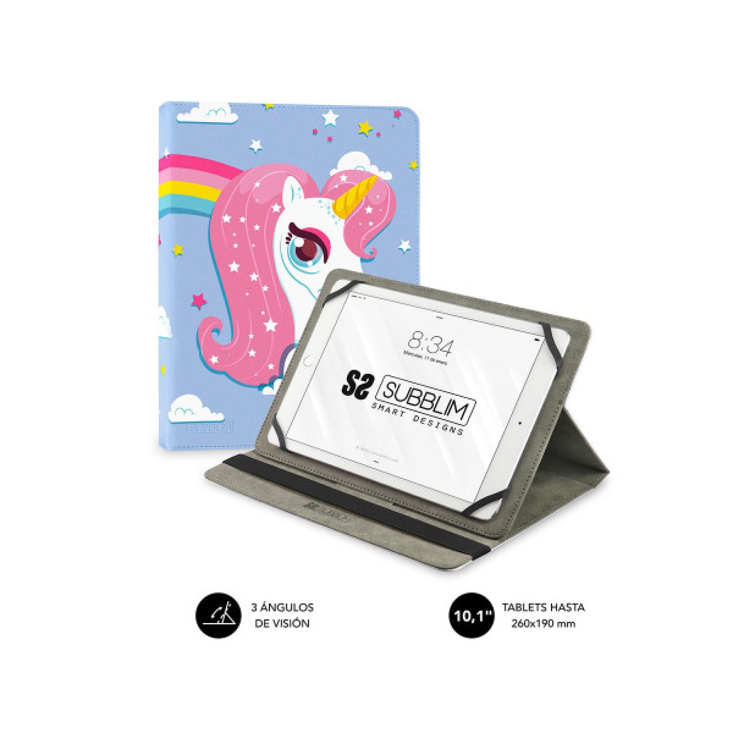 SUBBLIM Funda Tablet Universal · 10,1" · Diseño Unicorn · TRENDY CASE