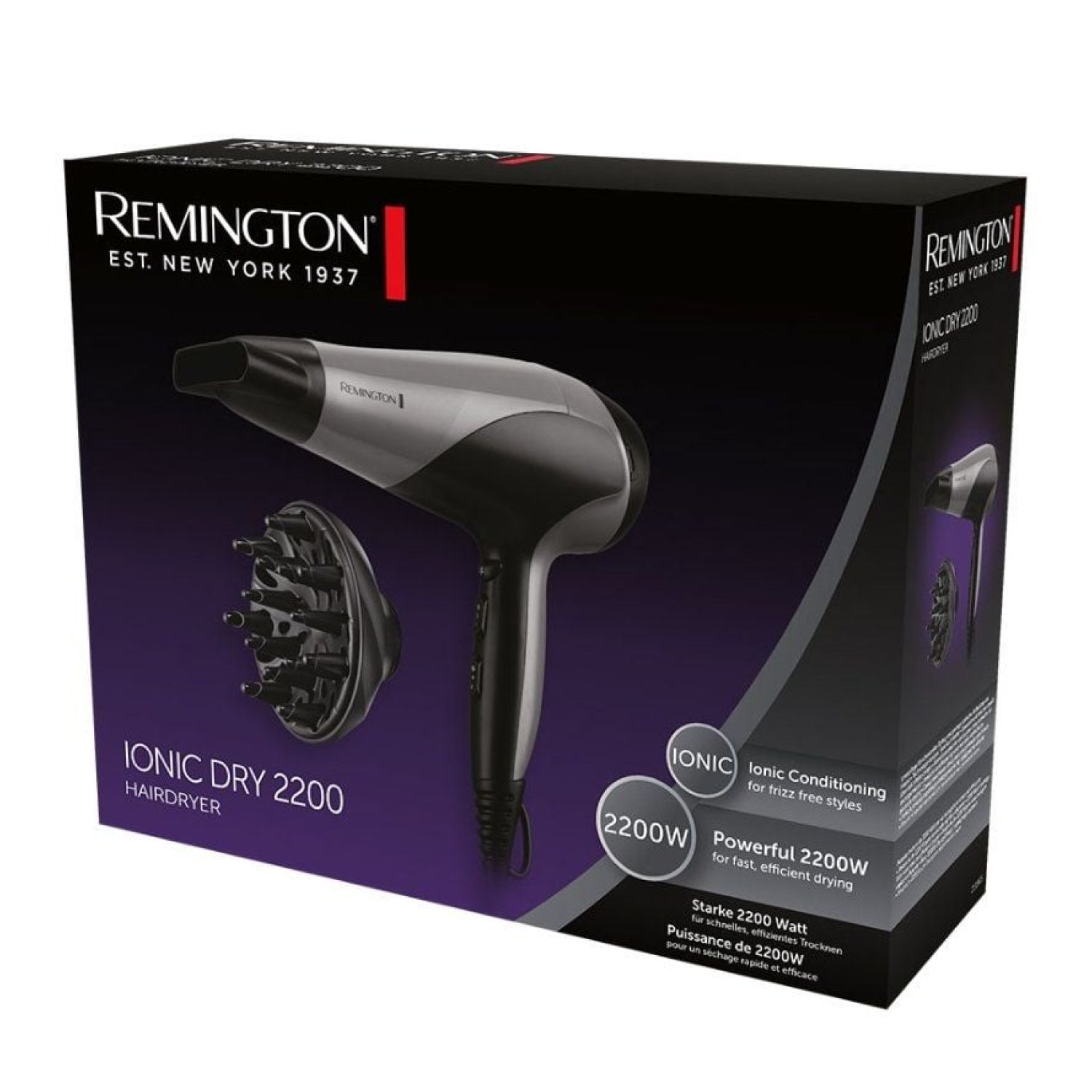 Secador Remington Ionic Dry 2200/ 2200W/ Iónico/ Negro y Gris