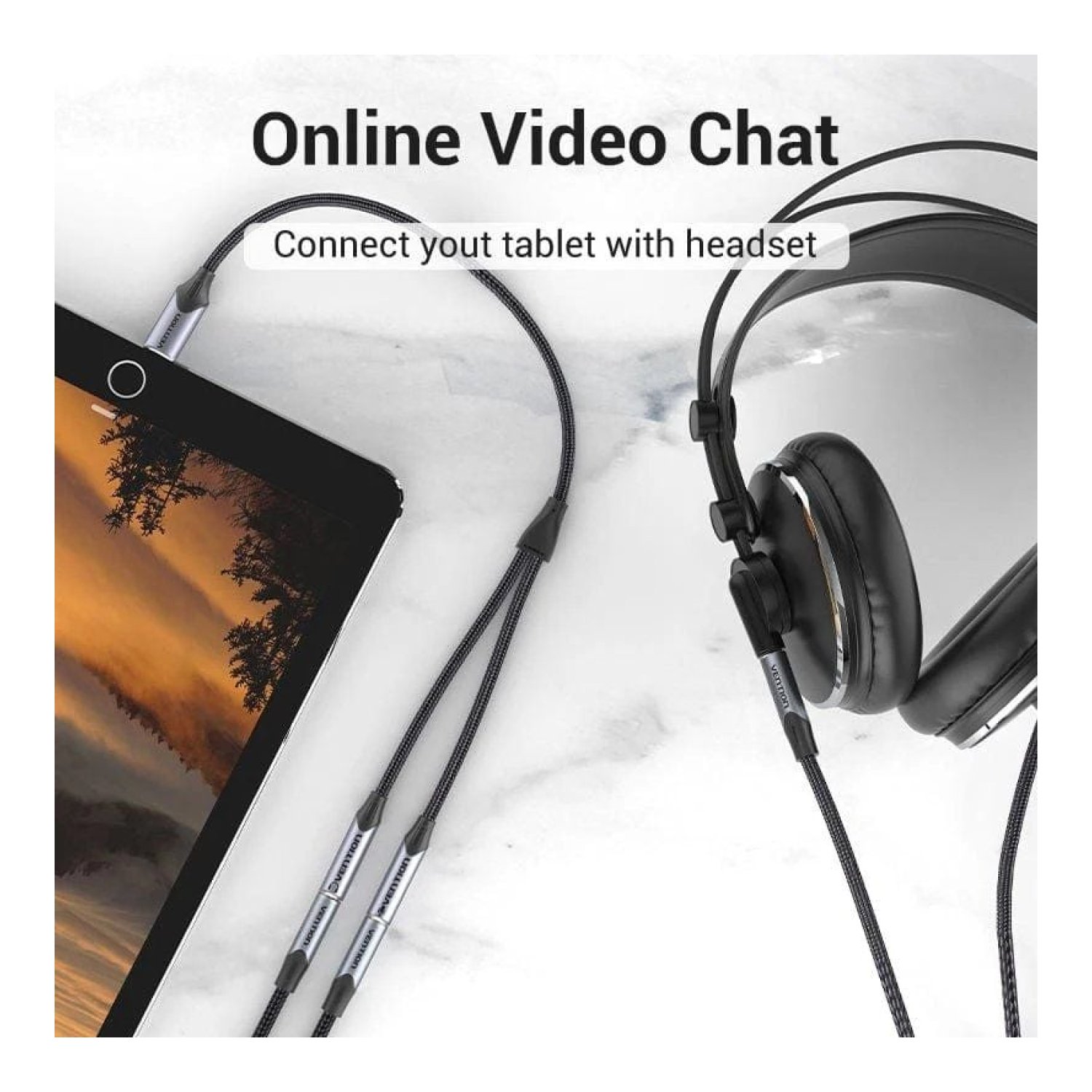 Vention · Conversor USB-C a Audio · 2x Jack 3,5mm · 30cm · Gris