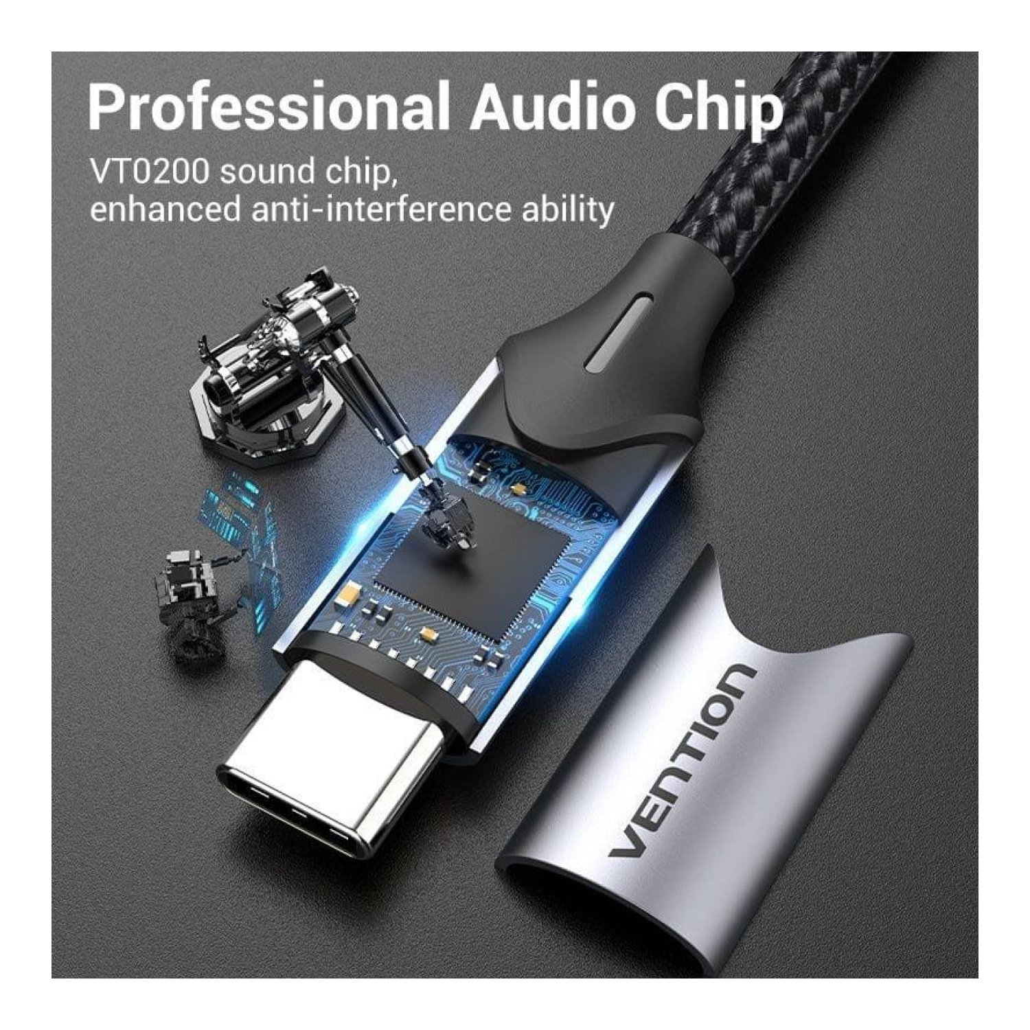 Vention · Conversor USB-C a Audio · 2x Jack 3,5mm · 30cm · Gris