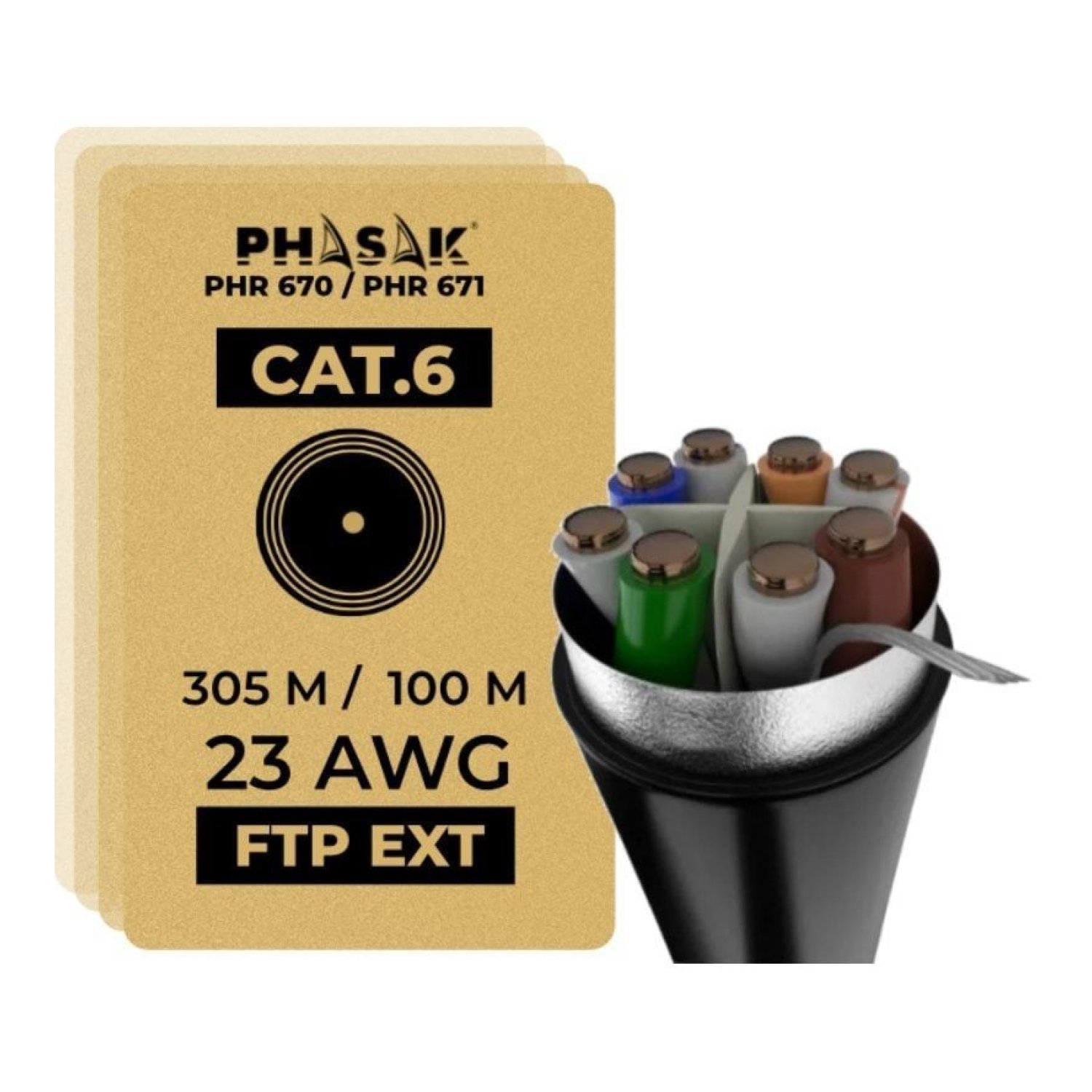 Phasak PHR 670 · Cable RJ45 FTP Cat.6 · 305m · Gris Oscuro