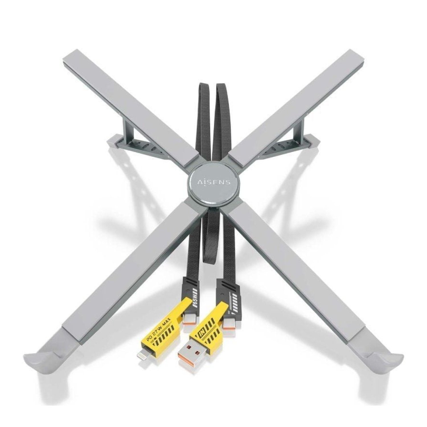 Aisens Docking USB Tipo-C · Soporte de Mesa · 2xUSB + 1xUSB-C PD · Gris
