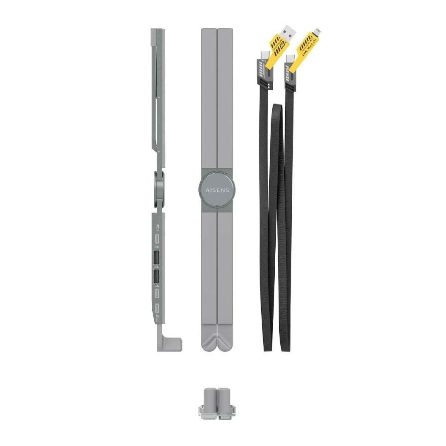 Aisens Docking USB Tipo-C · Soporte de Mesa · 2xUSB + 1xUSB-C PD · Gris
