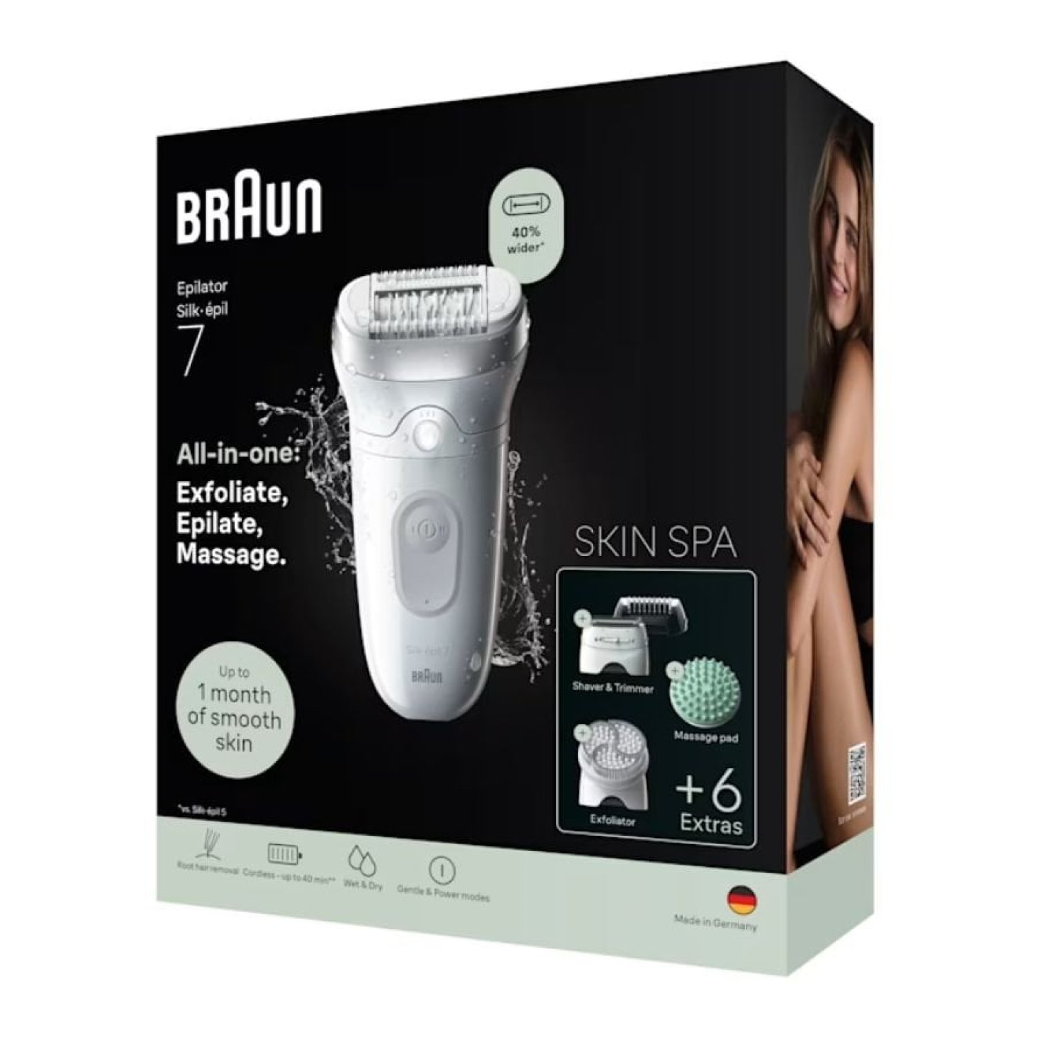 Depiladora Braun Silk Epil SkinSpa7 7-081/ con Batería/ 6 Accesorios