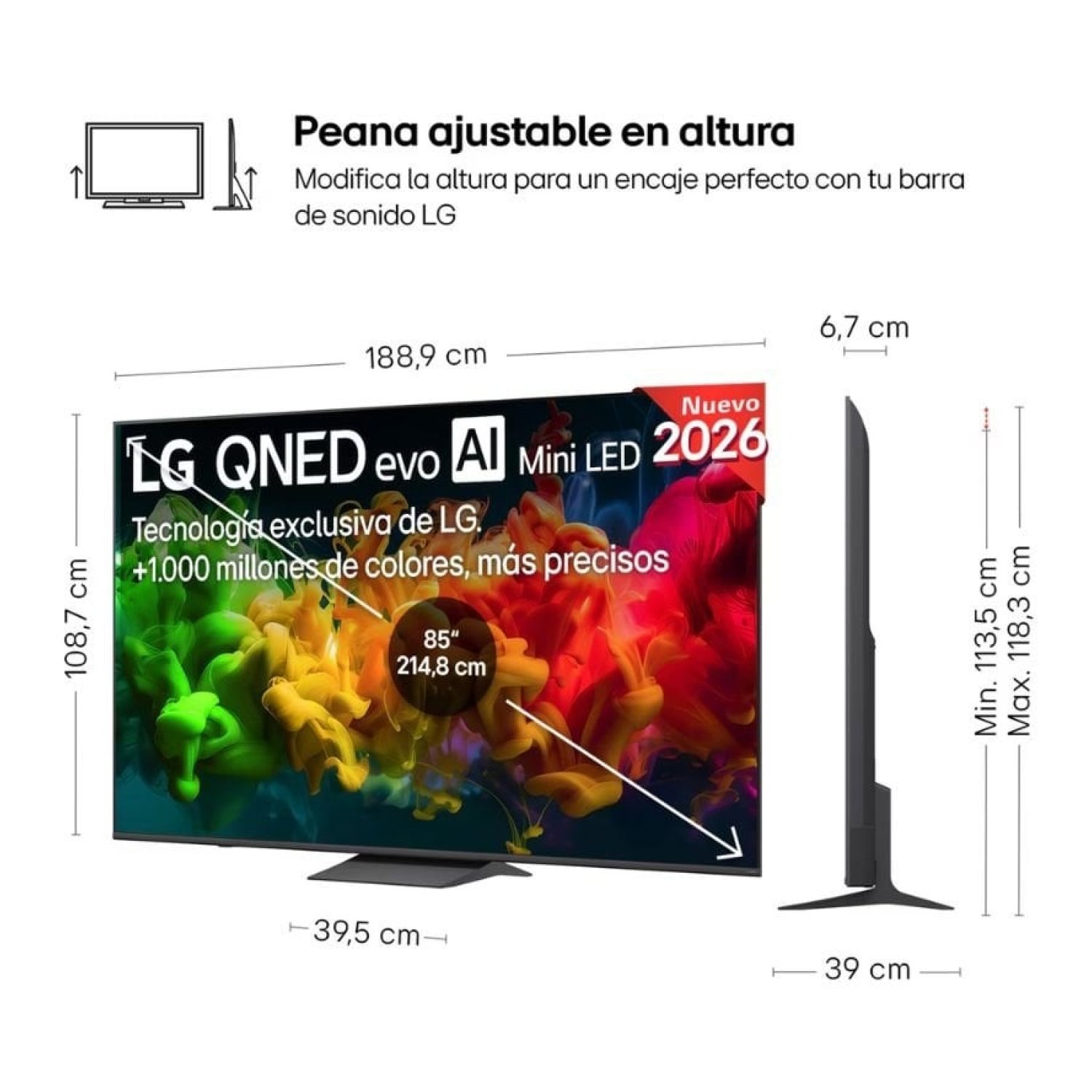 Televisor LG QNED evo AI QNED83B Mini LED 85QNED8EB3A 85"/ Ultra HD 4K/ Smart TV/ WiFi