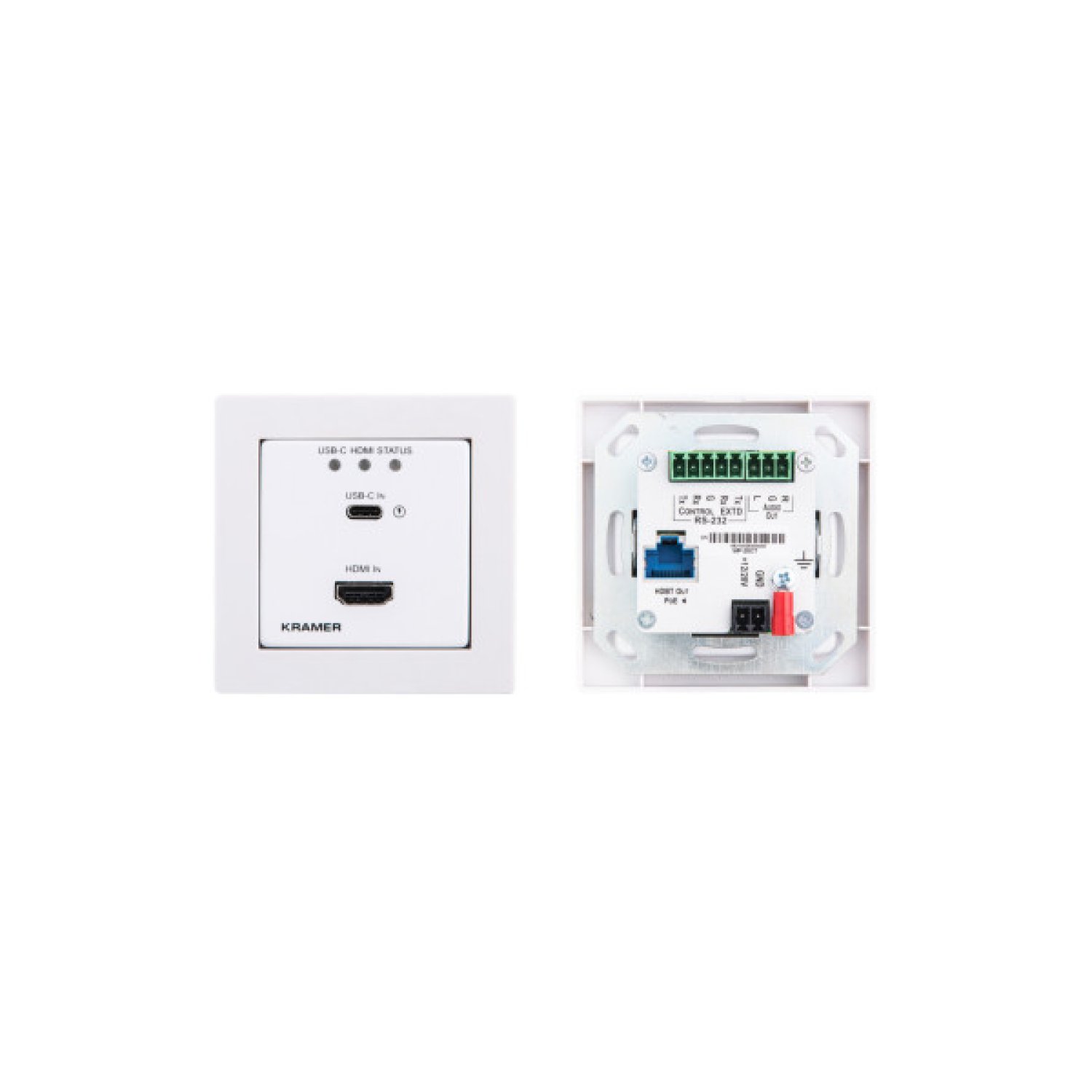 KRAMER 4K60 4:2:0 HDMI & USB–C WALL–PLATE AUTO SWITCHER/TRANSMITTER OVER LONG–REACH HDBASET WP-20CT/EU-80/86(W) 20-80565090