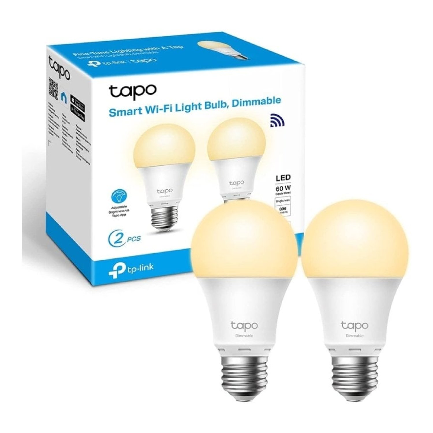 Bombilla Inteligente TP-Link Tapo L510E/ Casquillo E27/ 8.7W/ 806 Lúmenes/ 2700K/ Pack 2
