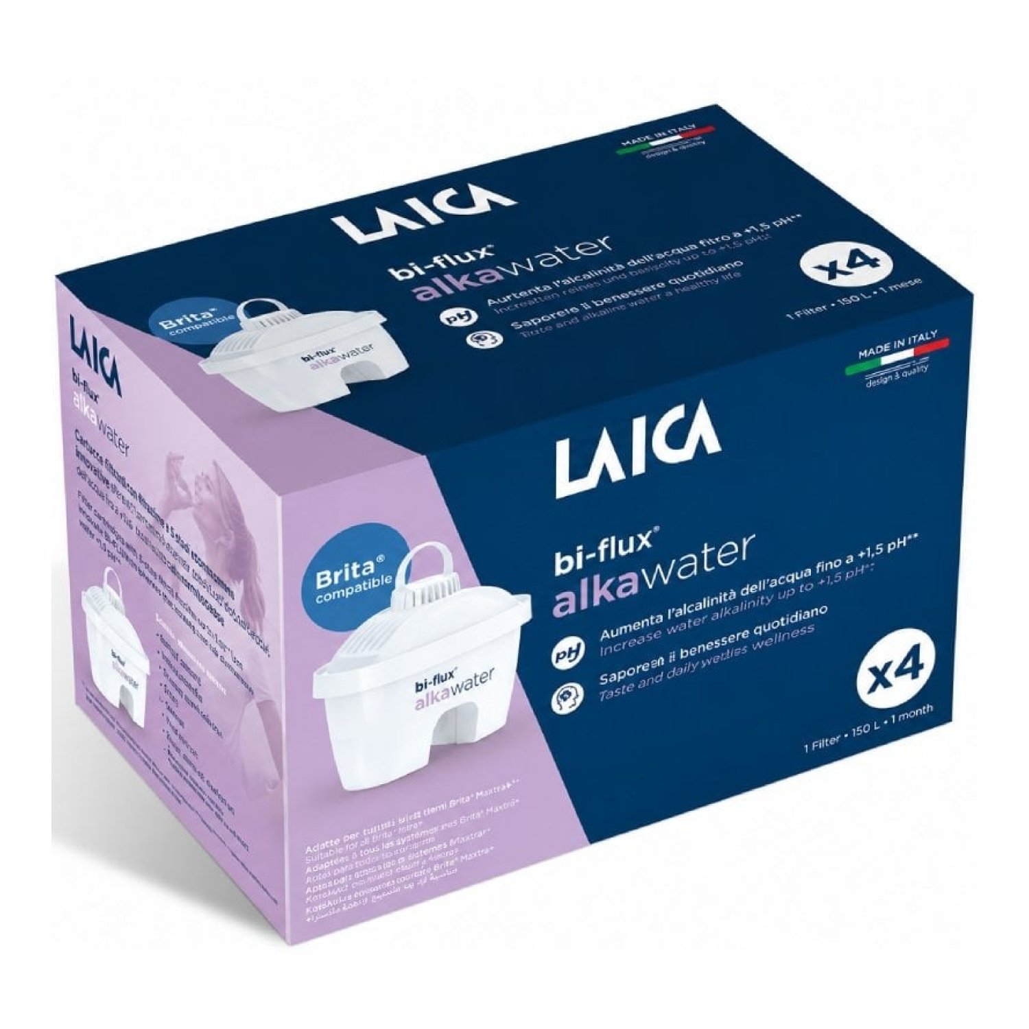 Filtros BI-FLUX Alka Water Laica K4MEU01/ Pack 4