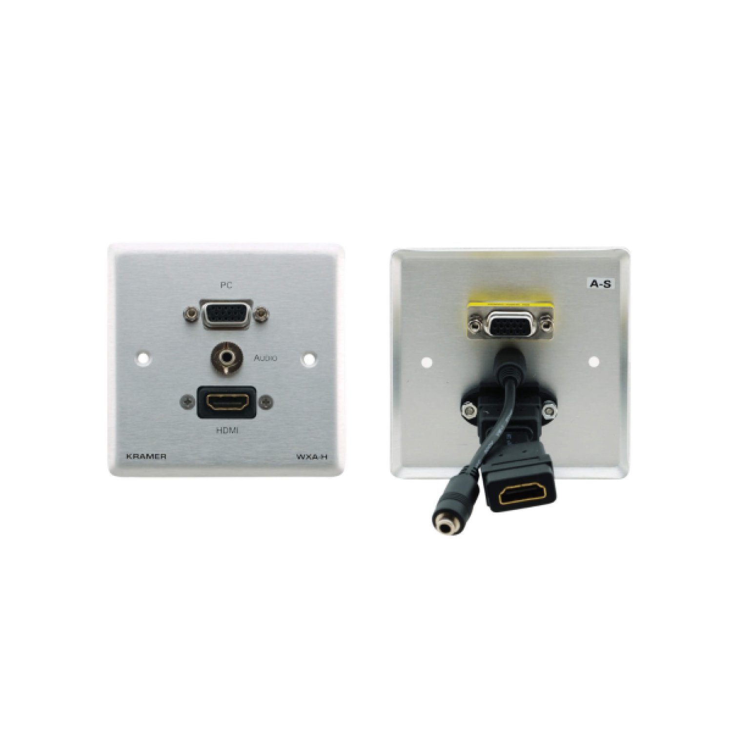 (CONSULTAR STOCK) KRAMER ROOM CONNECTIVITY CONNECT - ROOM CONNECTIVITY PASSIVE WALL PLATE - 15-PIN HD (F/F), 3.5MM & HDMI-MODEL (WXA-H/EU(W)-86) (80-000114)