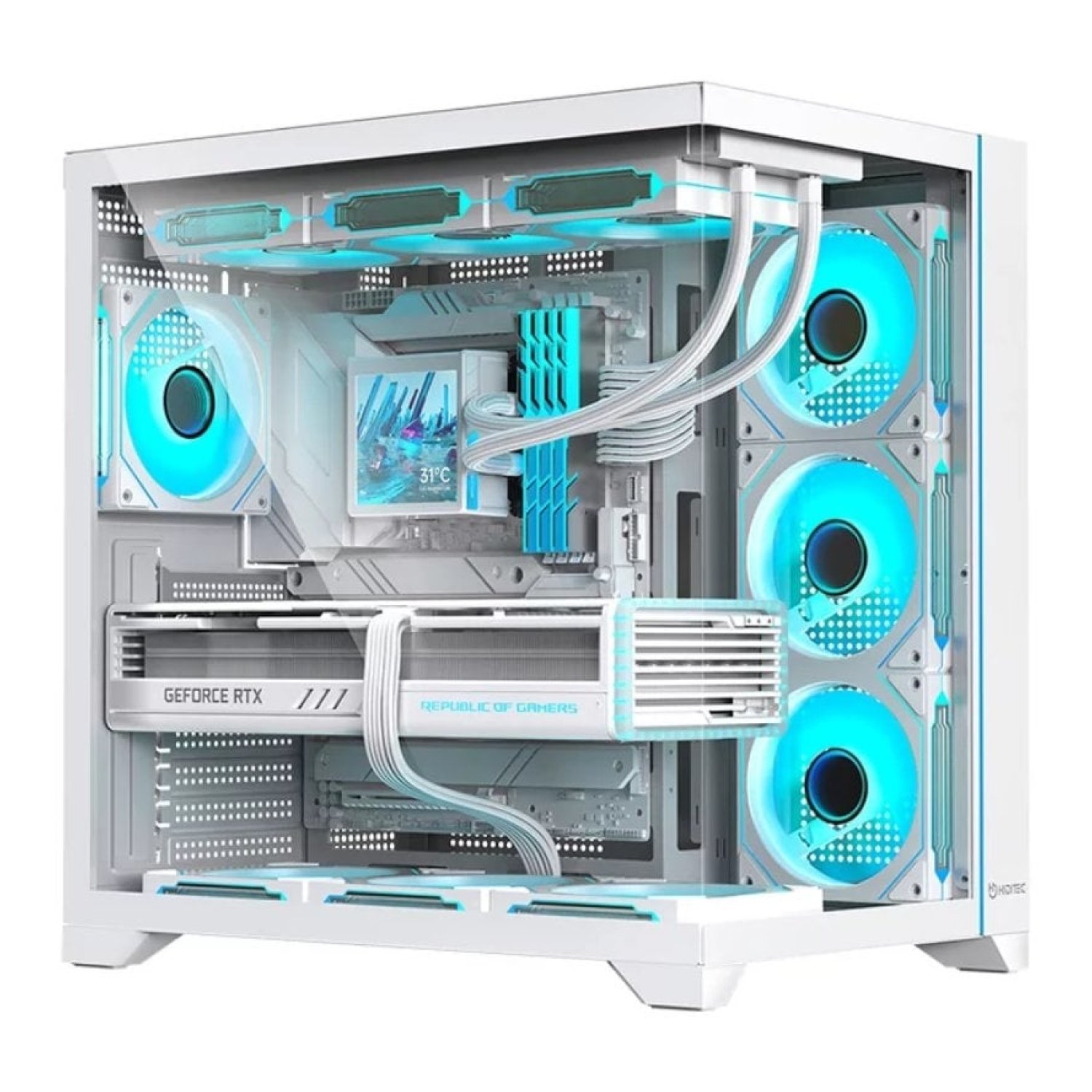 Caja Gaming Semitorre Hiditec H3 Pro// Blanca