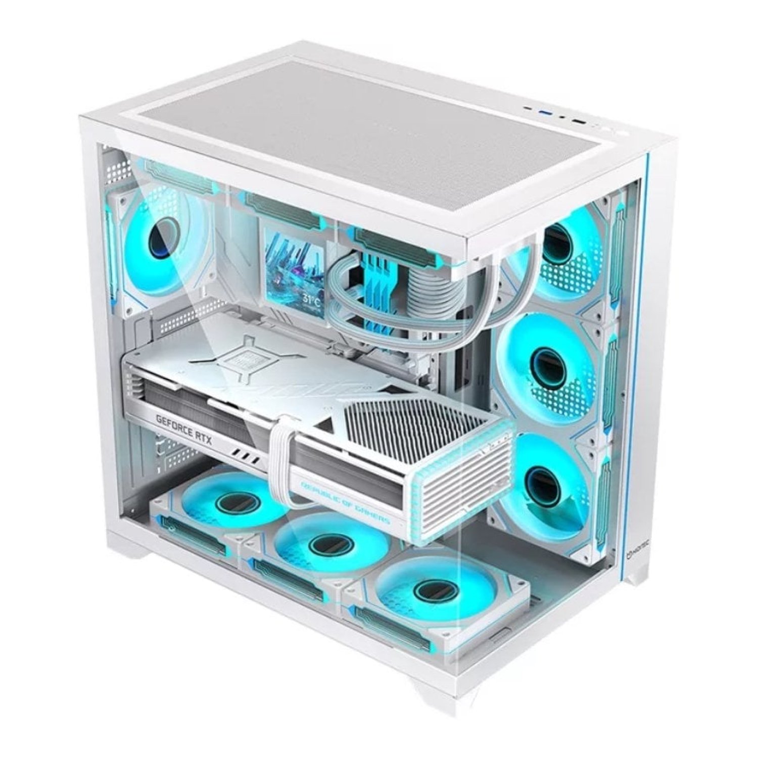 Caja Gaming Semitorre Hiditec H3 Pro// Blanca