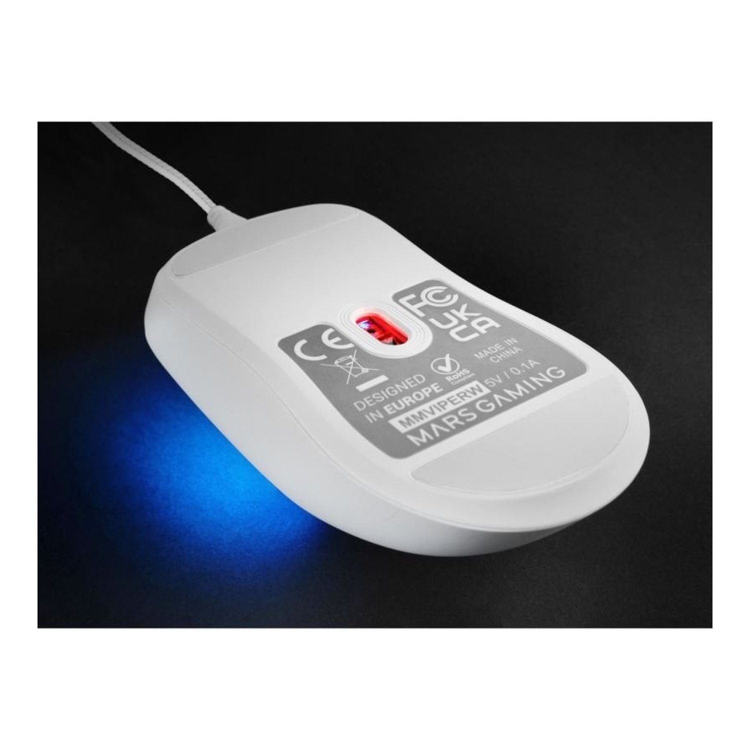 Ratón Gaming Mars Gaming MM-Viper/ Hasta 12800 DPI/ Blanco