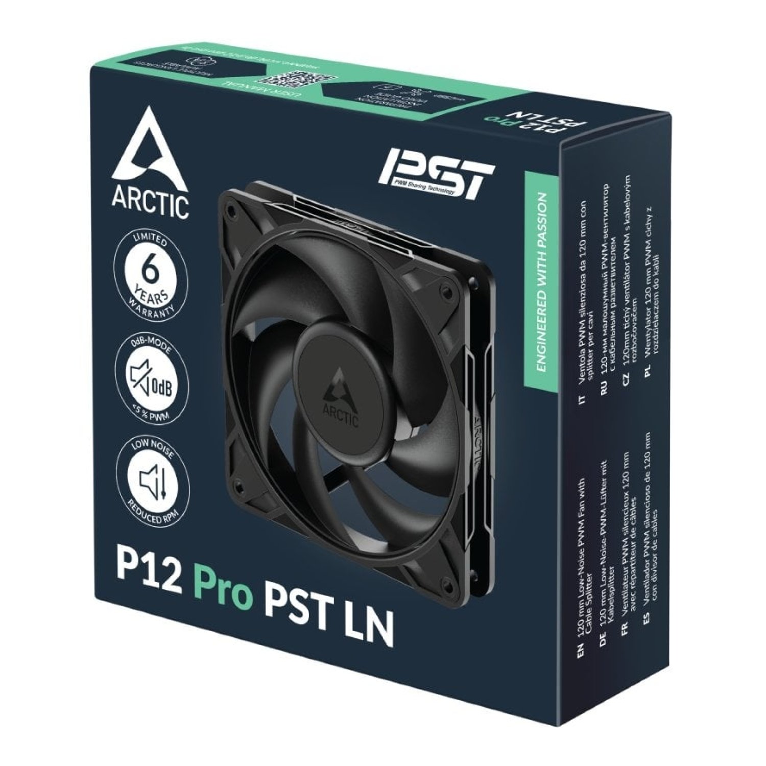 Ventilador Arctic P12 P12 Pro PST LN/ 12cm/ Negro