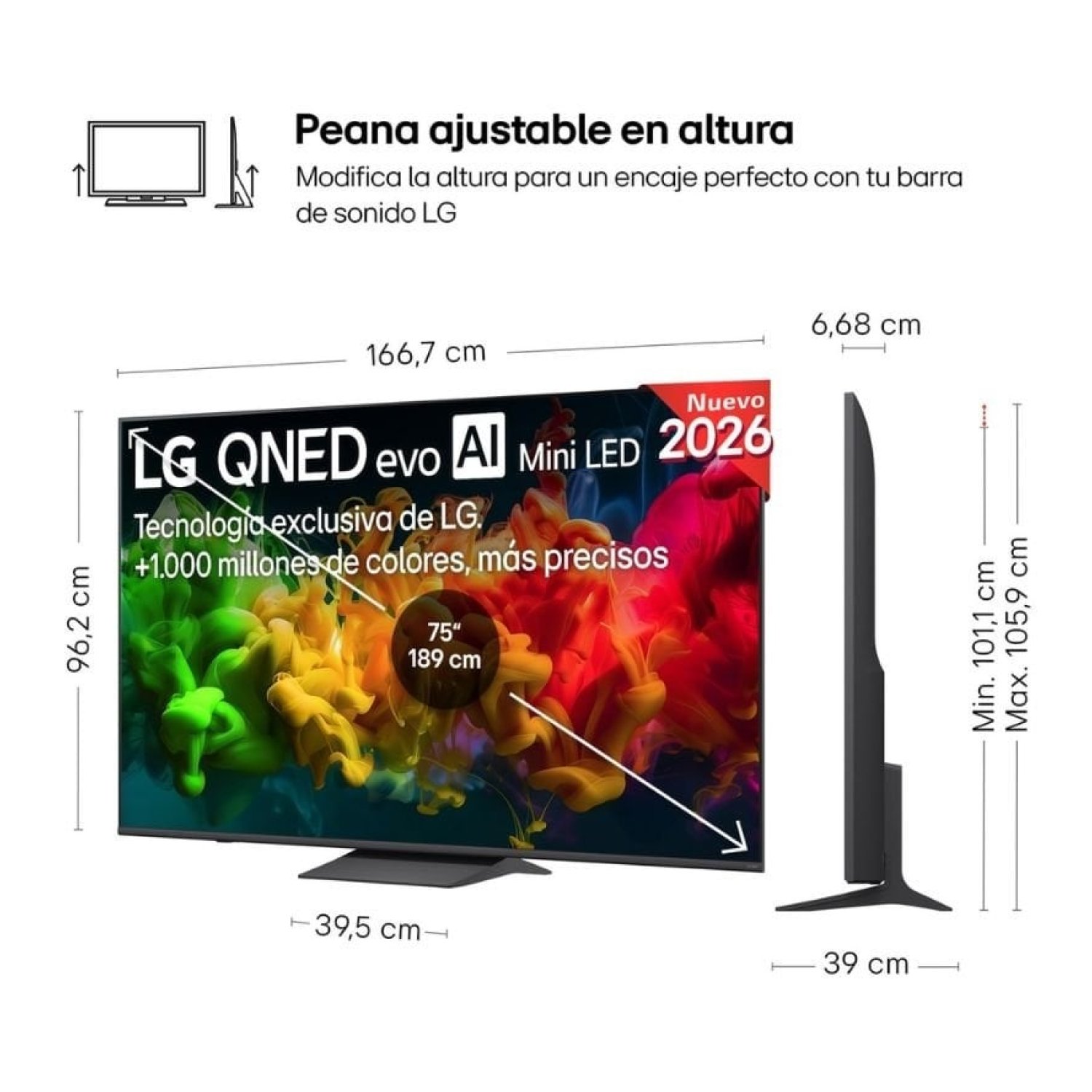 Televisor LG QNED evo AI QNED8EB Mini LED 75QNED8EB3A 75"/ Ultra HD 4K/ Smart TV/ WiFi