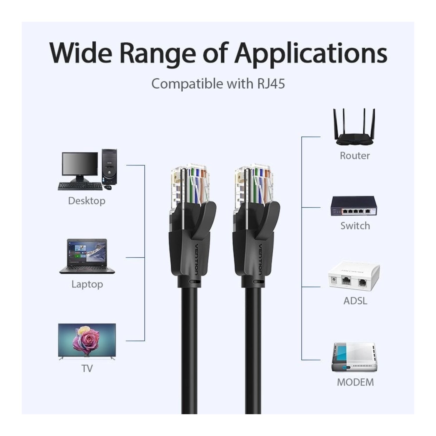 Cable de Red RJ45 UTP Vention IBEBY Cat.6/ 30cm/ Negro