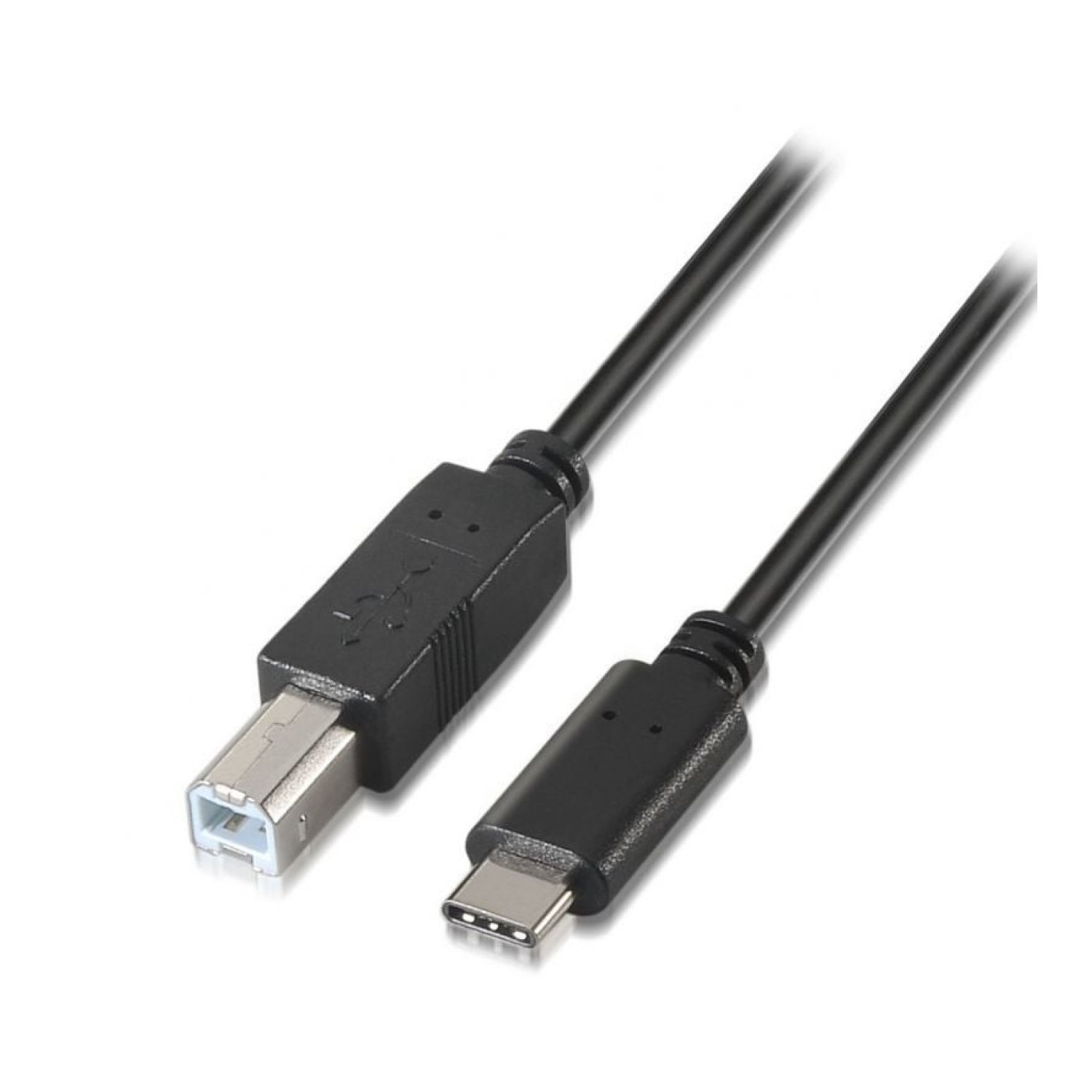 Cable USB 2.0 Impresora Aisens A107-0053/ USB Tipo-C Macho - USB Tipo-B Macho/ 480Mbps/ 1m/ Negro