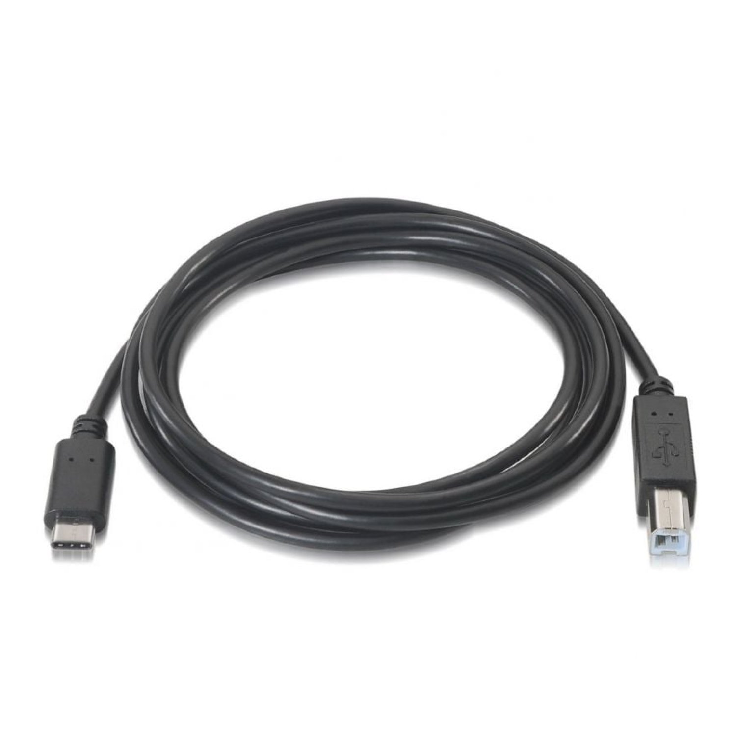 Cable USB 2.0 Impresora Aisens A107-0053/ USB Tipo-C Macho - USB Tipo-B Macho/ 480Mbps/ 1m/ Negro