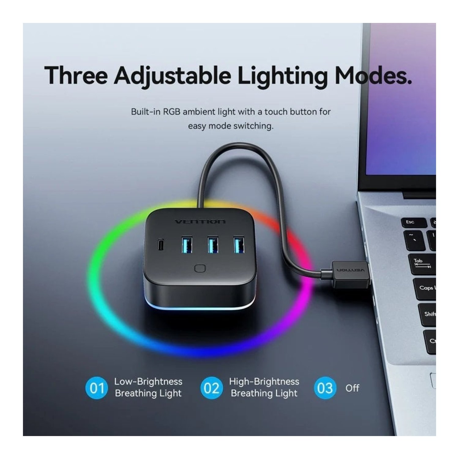 Hub USB 3.0 Vention CHZBD/ 3xUSB/ 1xUSB Tipo-C/ 1xUSB Tipo-C PD