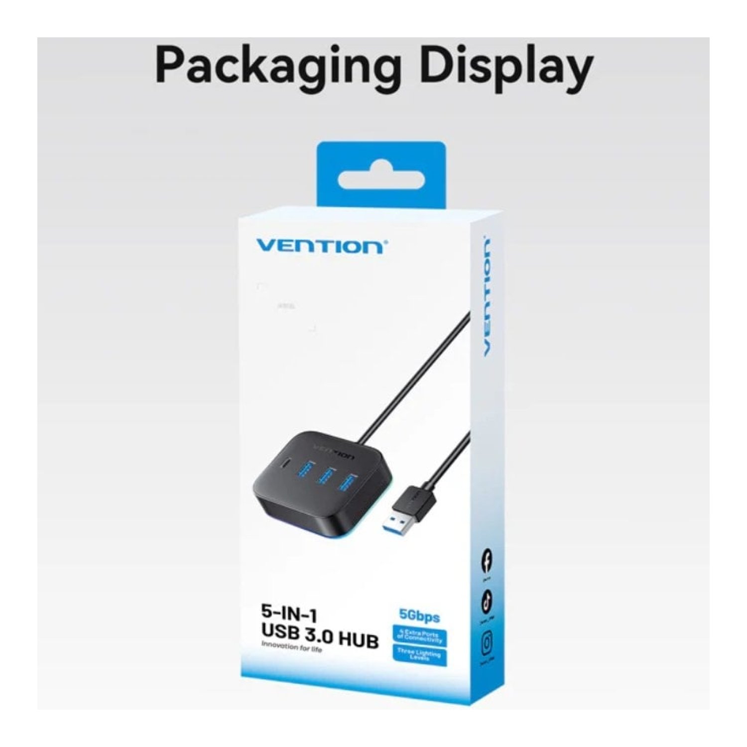 Hub USB 3.0 Vention CHZBD/ 3xUSB/ 1xUSB Tipo-C/ 1xUSB Tipo-C PD