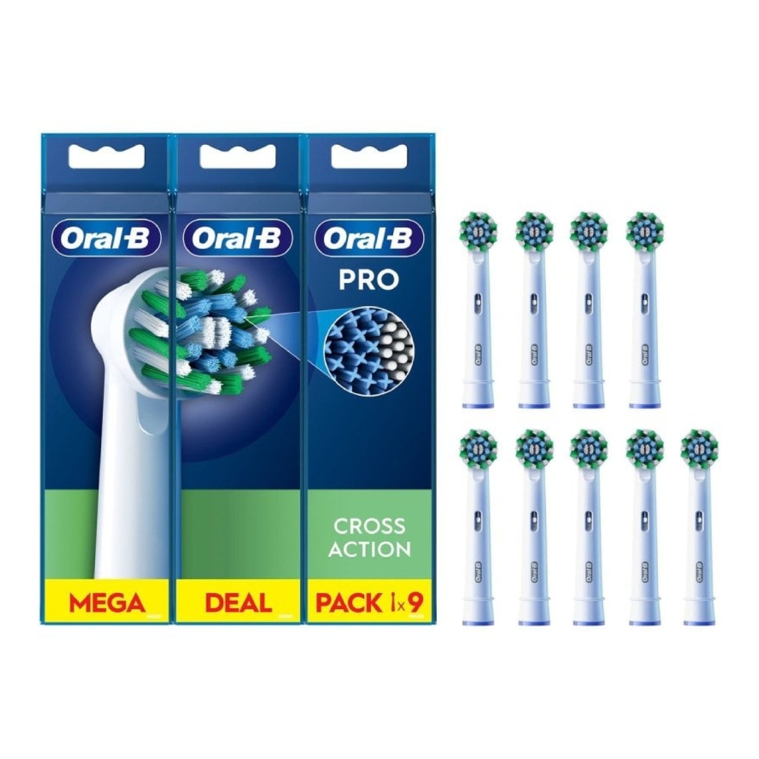 Cabezal de Recambio para cepillo Oral-B Pro Cross Action/ Pack 9 uds