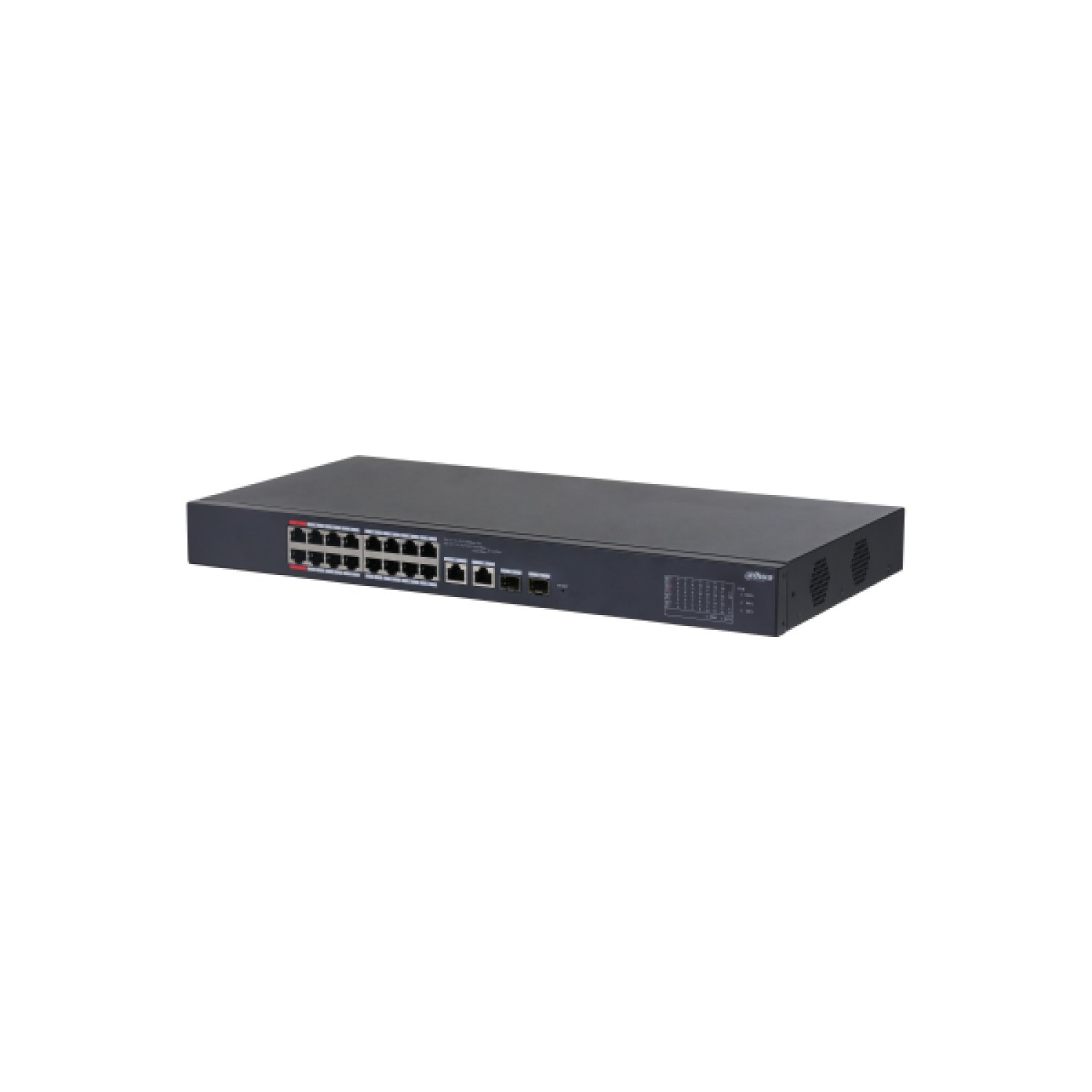 (DH-CS4218-16ET-190-V2) DAHUA SWITCH 18 PUERTOS, GESTIONABLE CON CLOUD. 16 PUERTOS POE