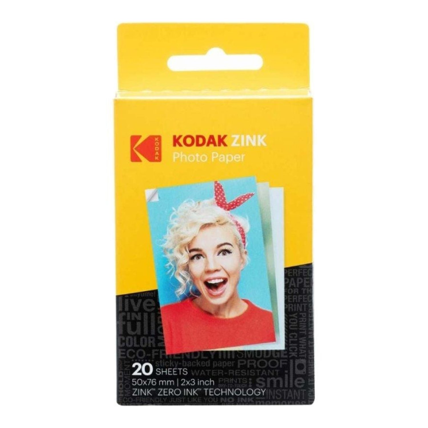 Papel Fotográfico para Cámara Printomatic y STEP Touch Kodak Zink/ 2"x3"/ 20g/ 20 Hojas