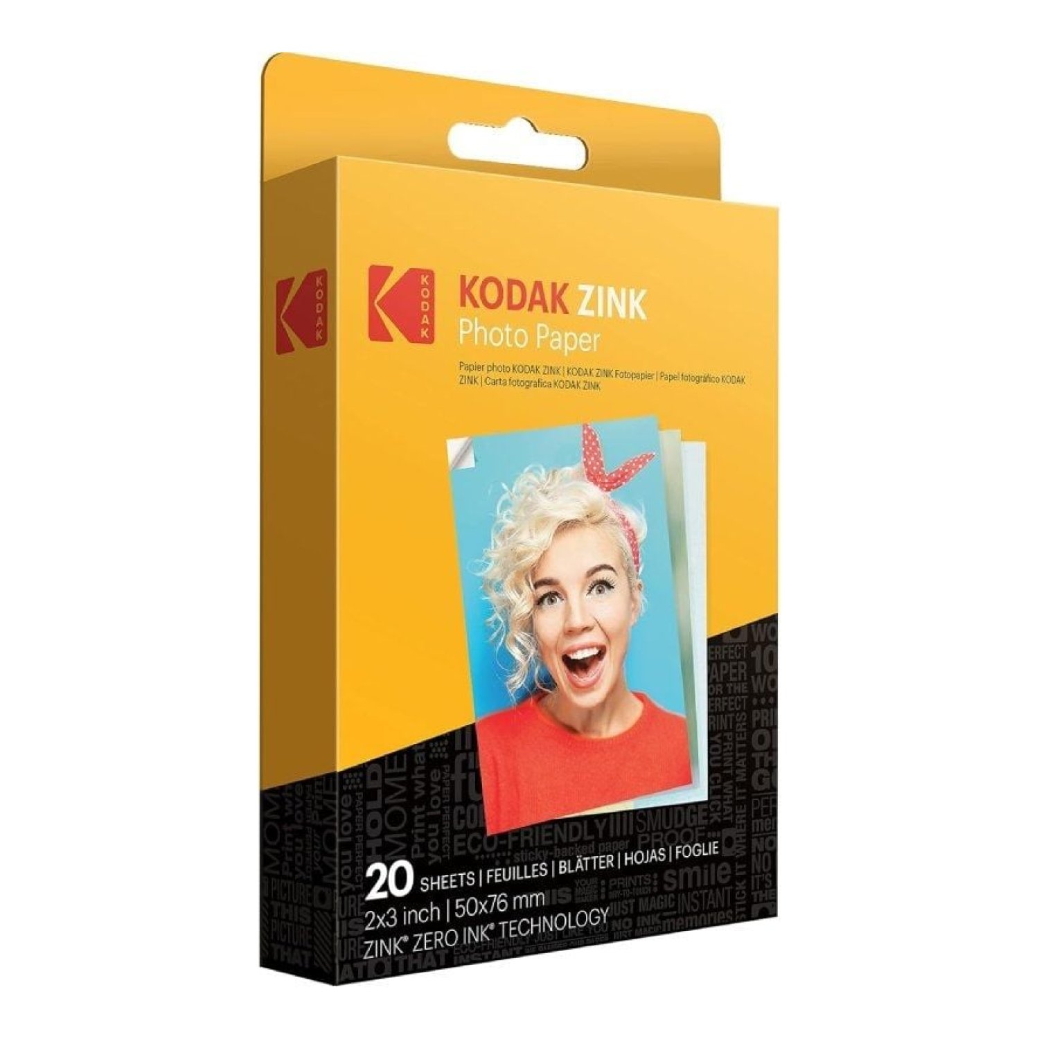Papel Fotográfico para Cámara Printomatic y STEP Touch Kodak Zink/ 2"x3"/ 20g/ 20 Hojas