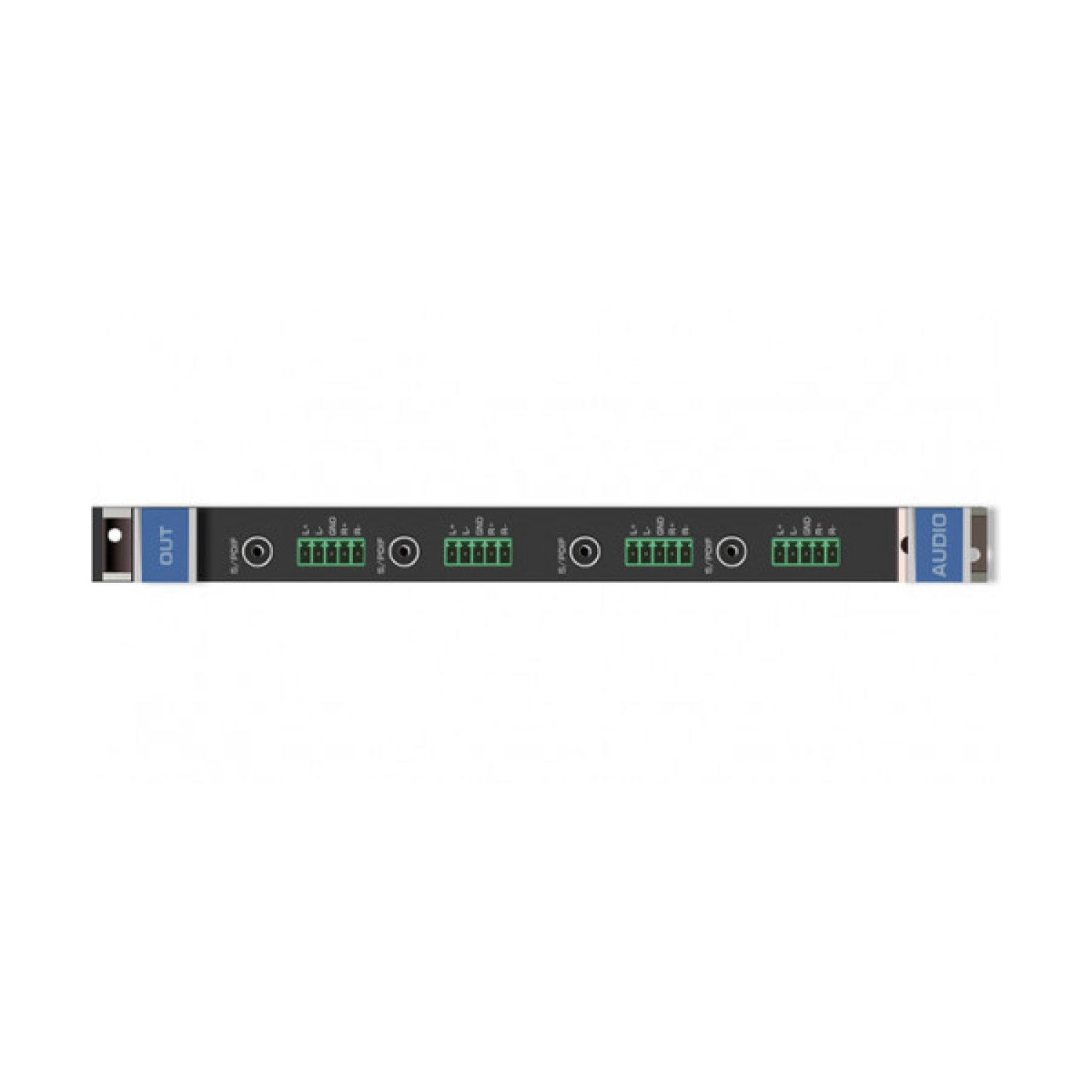 KRAMER 4?Channel 4K60 4:2:0 HDMI over Extended Reach HDBaseT Input Card with Selectable Embedded or De–embedded Analog Audio (DTAxr-IN4-F32)