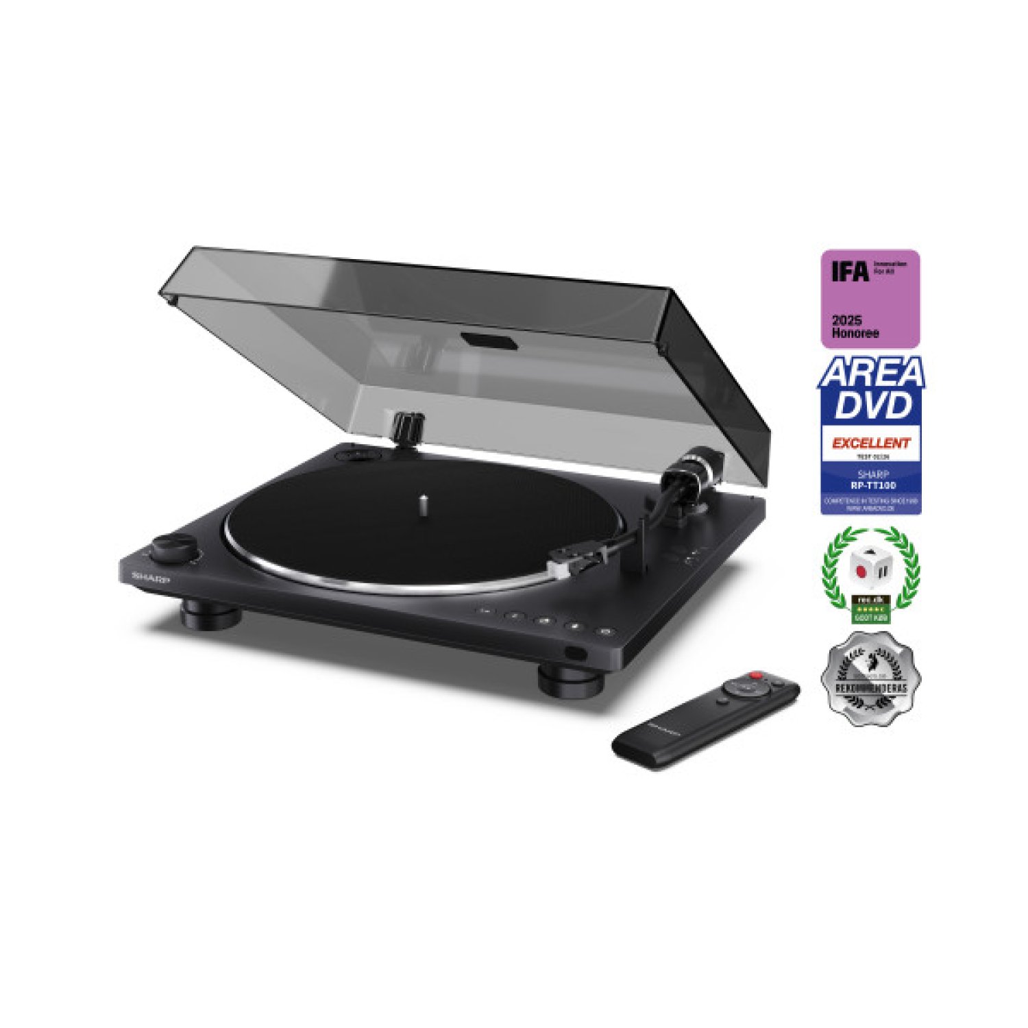 SHARP RP-TT100 TOCADISCOS BT 5.4, USB-C, CARTUCHO AUDIO-TECHNICA, AUTOMÁTICO, CUBIERTA ANTIPOLVO, NEGRO