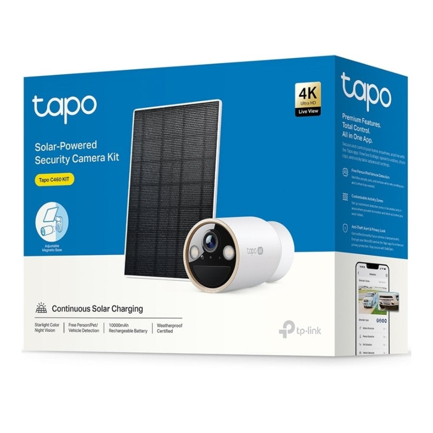Cámara de Videovigilancia TP-Link Tapo C460 KIT/ Visión Nocturna/ Control desde APP/ Incluye Panel Solar