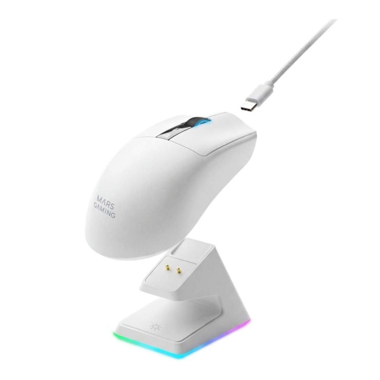 Ratón Gaming Inalámbrico Mars Gaming MMW-Elite/ Batería Recargable/ Hasta 20000 DPI/ Blanco