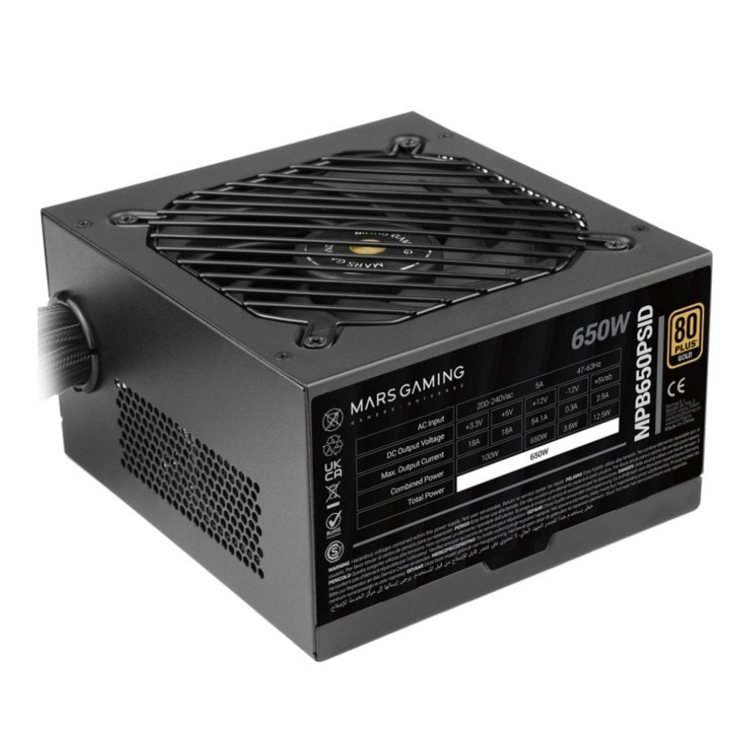 Fuente de Alimentación Mars Gaming MPB650PSID/ 650W/ Ventilador 12cm/ 80 Plus Gold