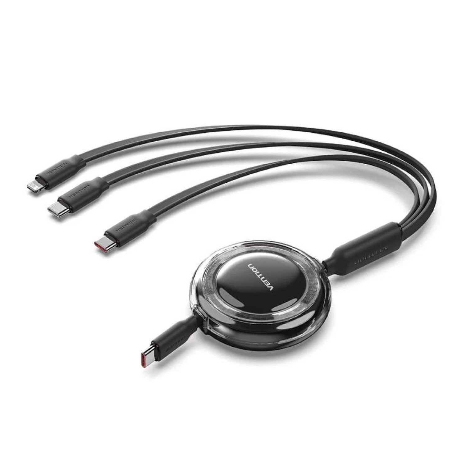 Cable USB Tipo-C 2.0 5A Vention TRKBBE/ USB Tipo-C Macho - 3x USB Tipo-C Macho/ Hasta 100W/ 480Mbps/ 1.1m/ Negro