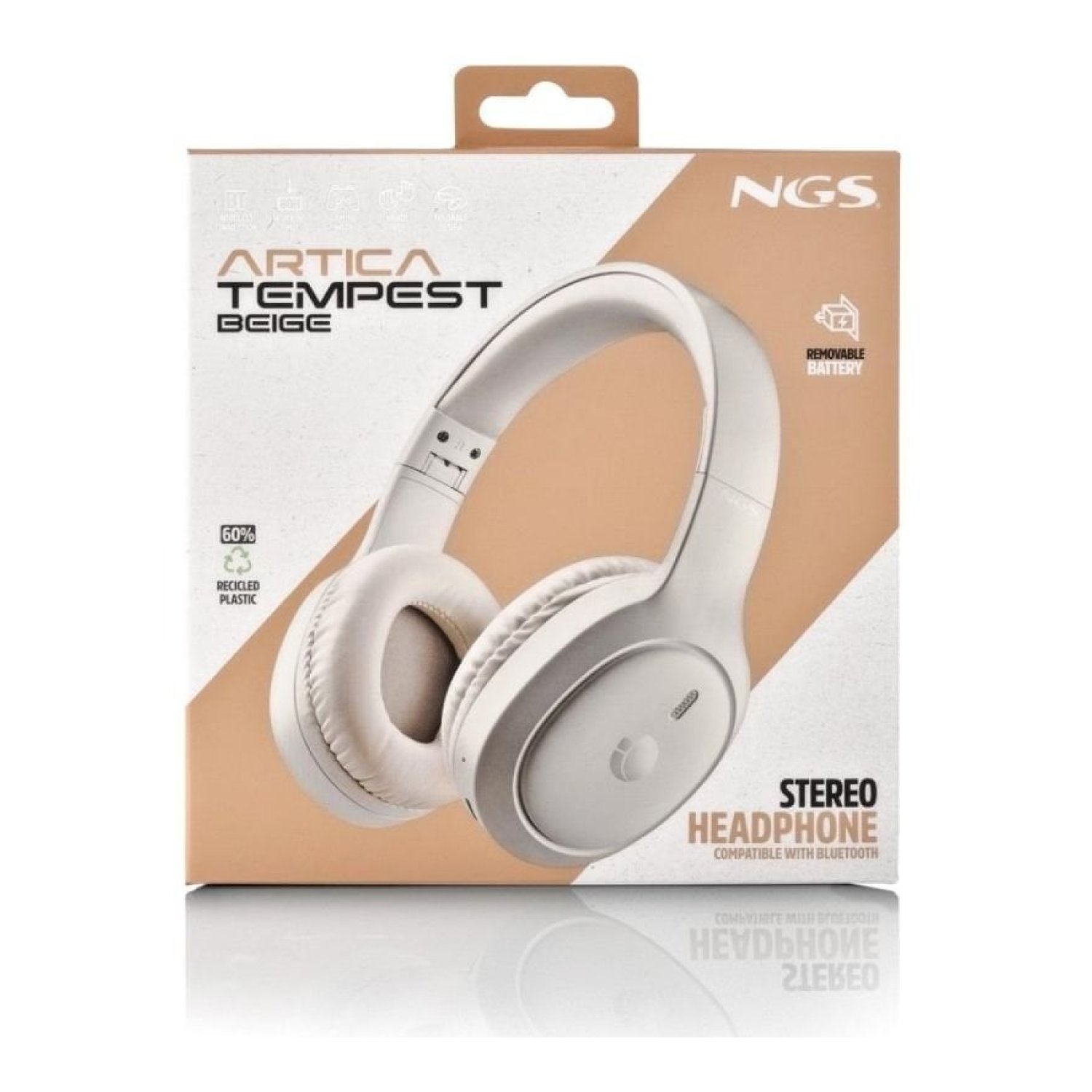 Auriculares Inalámbricos NGS Artica Tempest/ con Micrófono/ Bluetooth/ Beige