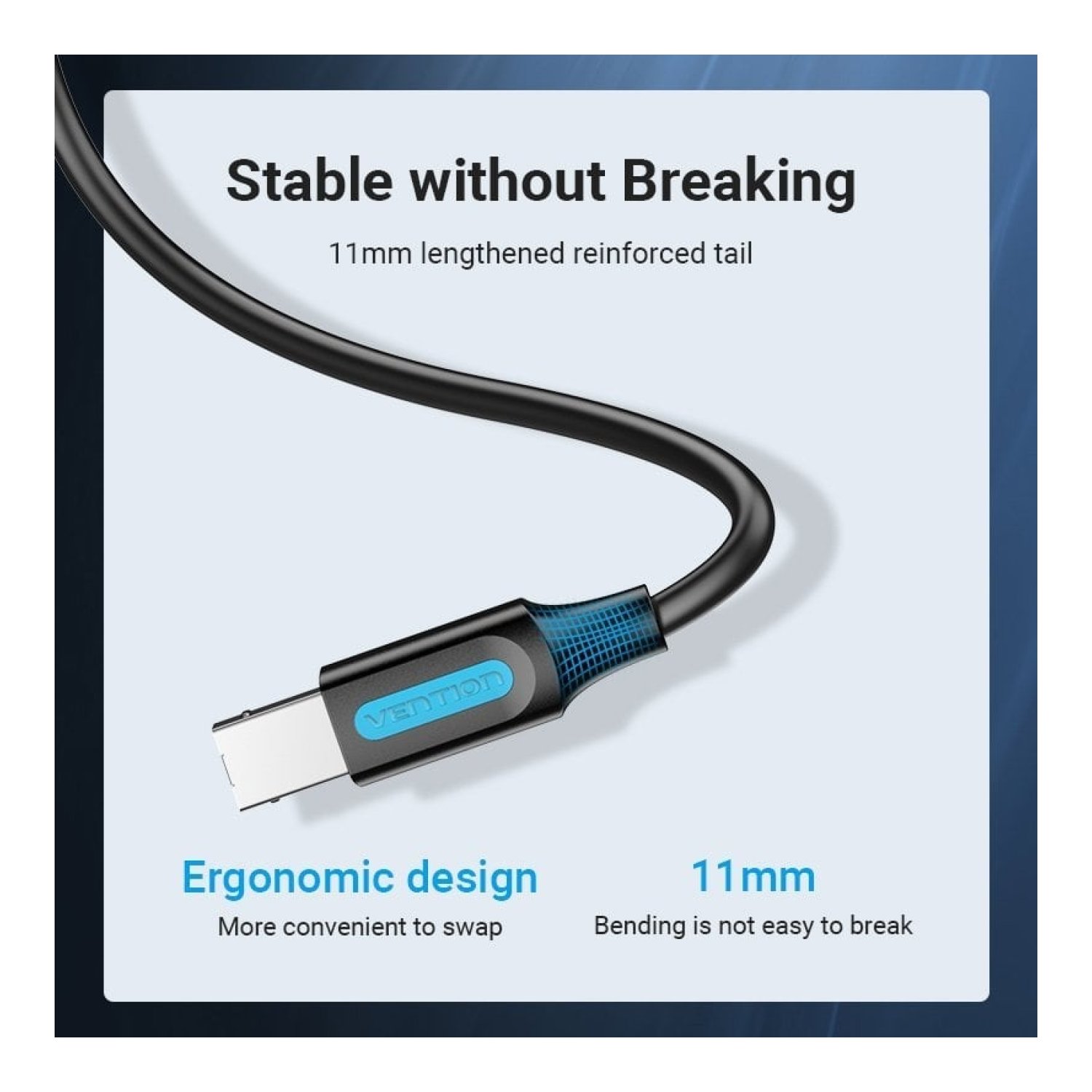Cable USB 2.0 Impresora Vention COQBN/ USB Tipo-B Macho - USB Macho/ 480Mbps/ 15m/ Negro