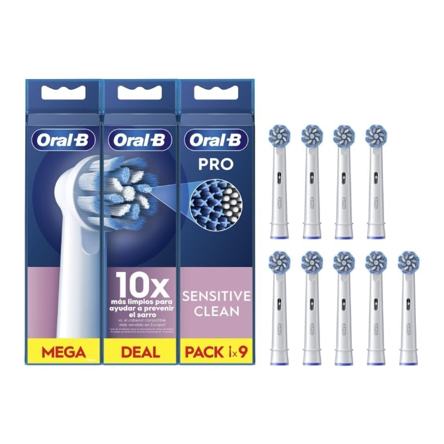 Cabezal de Recambio Braun para cepillo Braun Oral-B Sensitive Clean/ Pack 9 uds