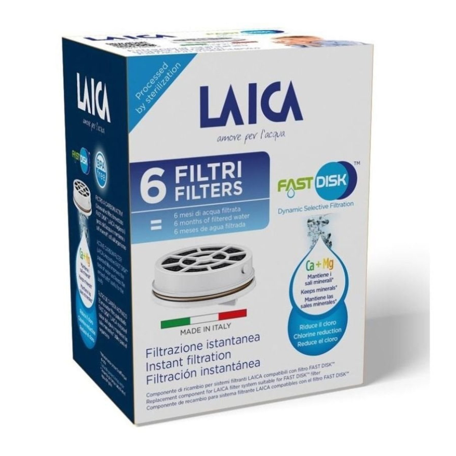 Filtro de Carbón FAST DISK Laica FD06A/ Pack de 6 Unidades/ Compatibilidad Flown go