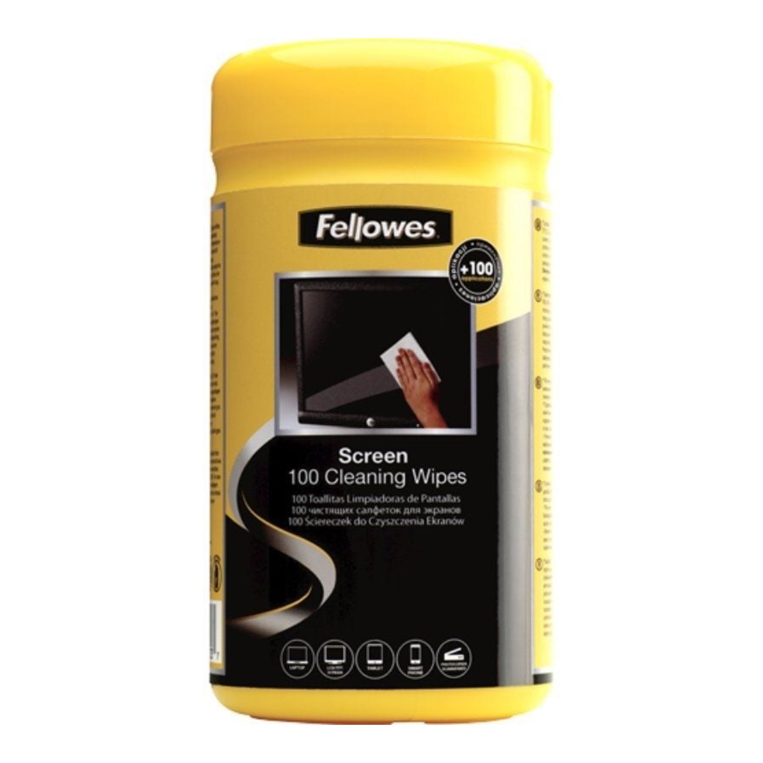 Dispensador de 100 Toallitas Fellowes 9183101 para Limpieza de Pantallas/ Pack de 6 Unidades