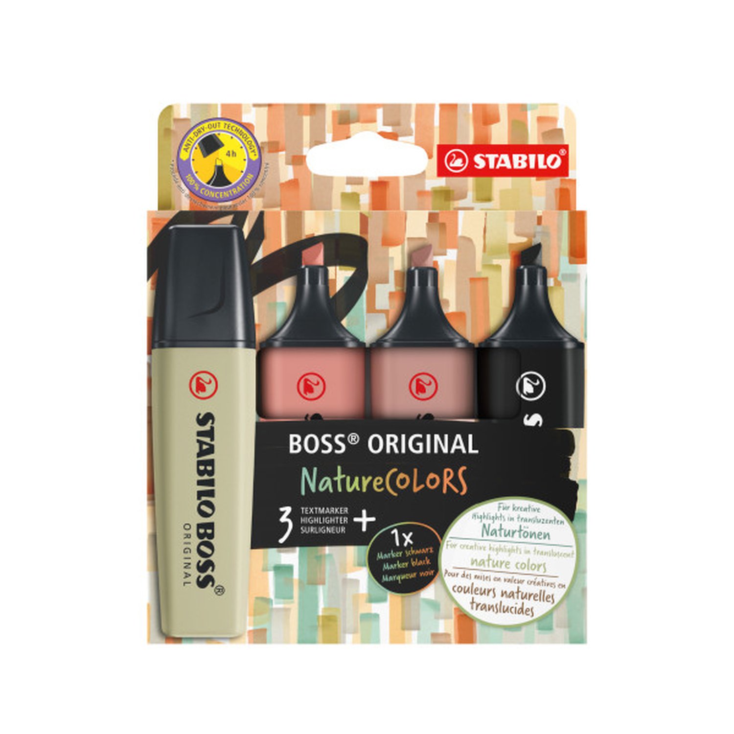 STABILO BOSS ORIGINAL NatureColors marcador 4 pieza(s) Punta de cincel Negro, Bronce, Marrón, Verde