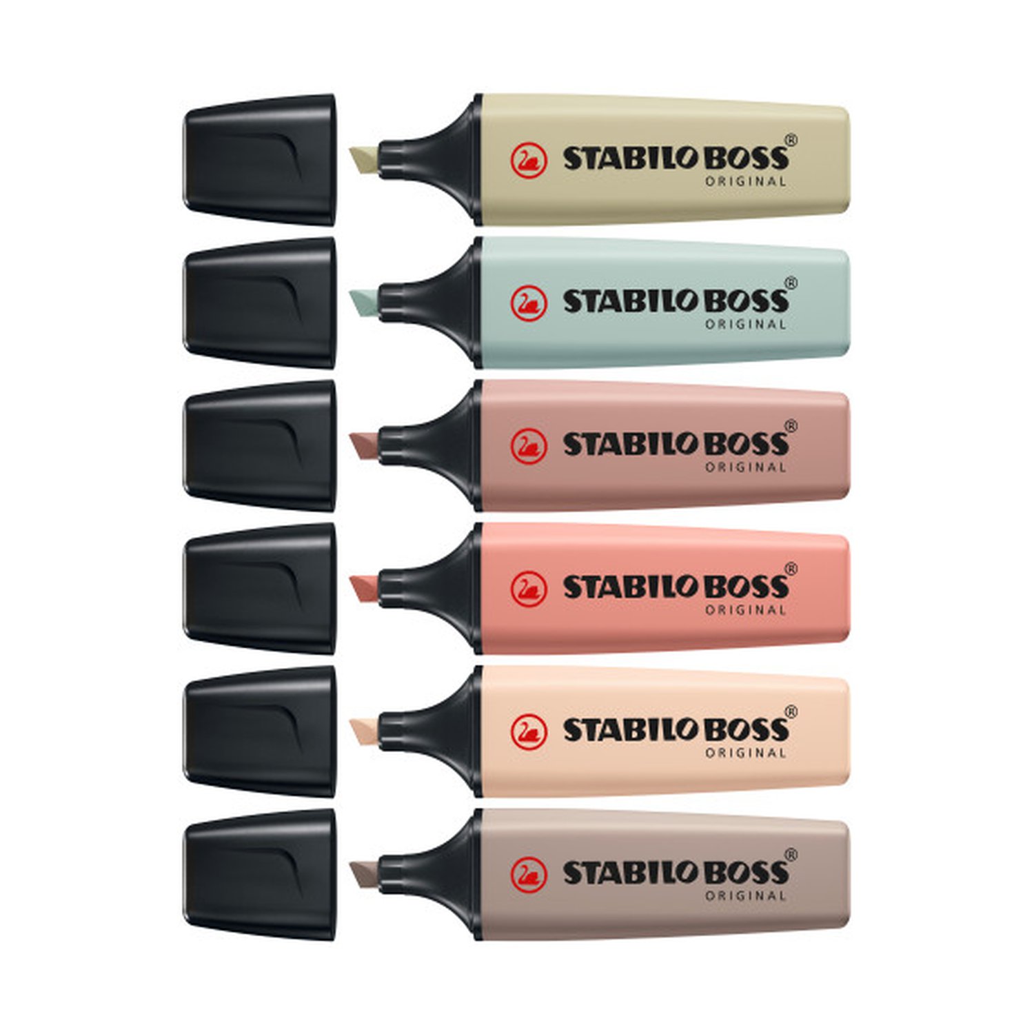 STABILO BOSS NatureColors marcador 6 pieza(s) Punta de cincel Negro, Bronce, Marrón, Verde, Gris, Verde claro