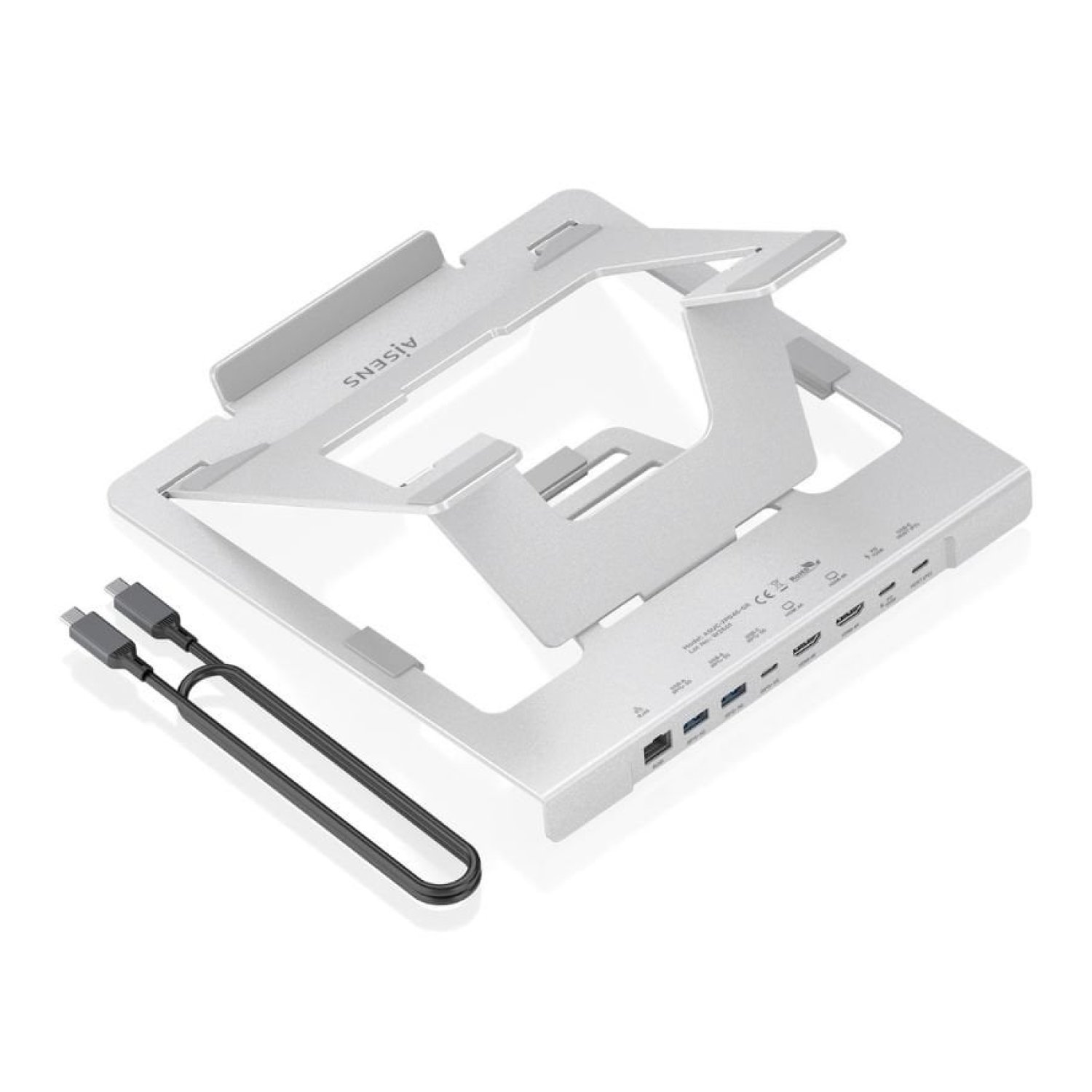 Soporte de Sobremesa - Docking USB Tipo-C Aisens ASUC-7P046-GR/ 2xUSB/ 1xUSB Tipo-C/ 2xHDMI/ 1xRJ45/ 1xUSB Tipo-C PD/ Gris