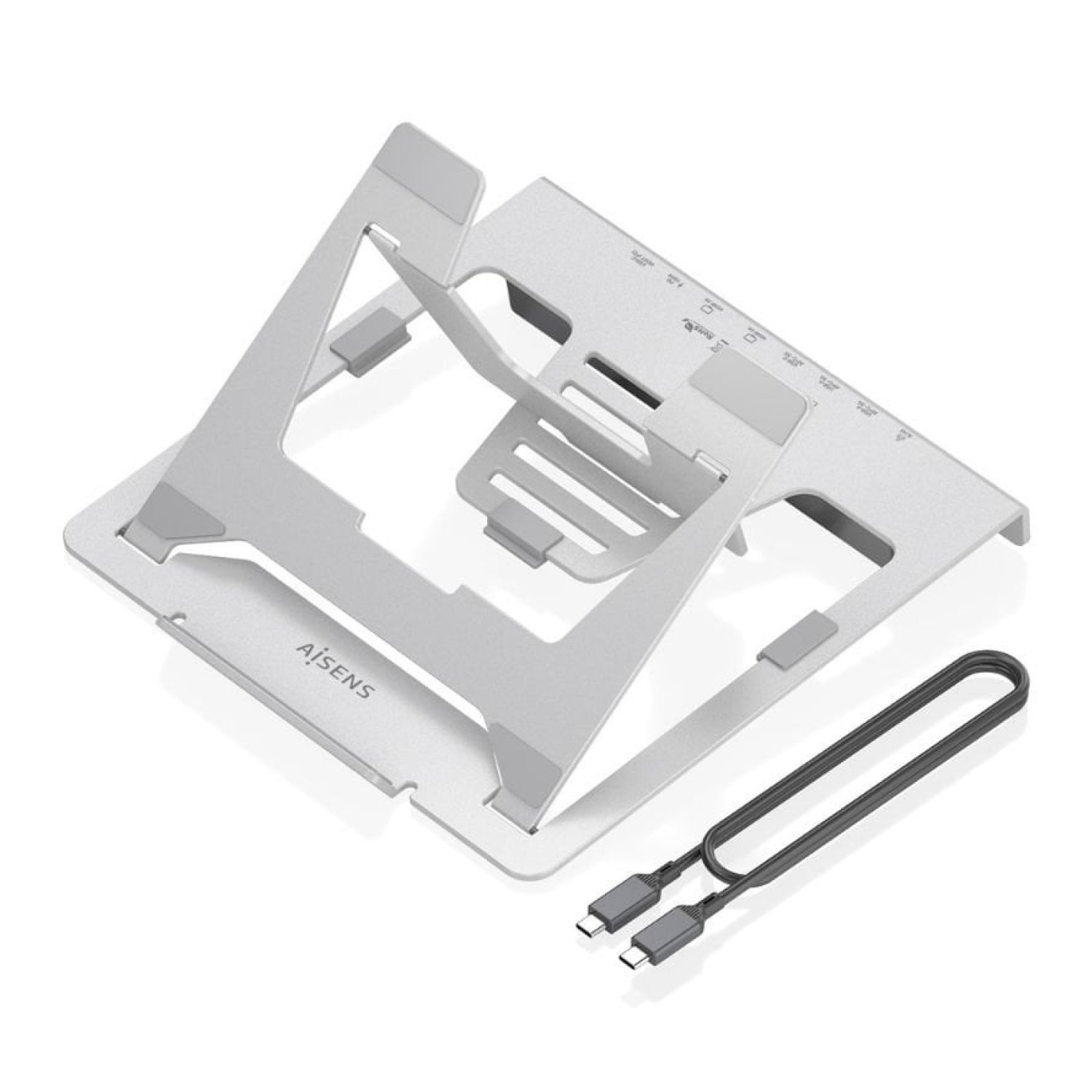 Soporte de Sobremesa - Docking USB Tipo-C Aisens ASUC-7P046-GR/ 2xUSB/ 1xUSB Tipo-C/ 2xHDMI/ 1xRJ45/ 1xUSB Tipo-C PD/ Gris