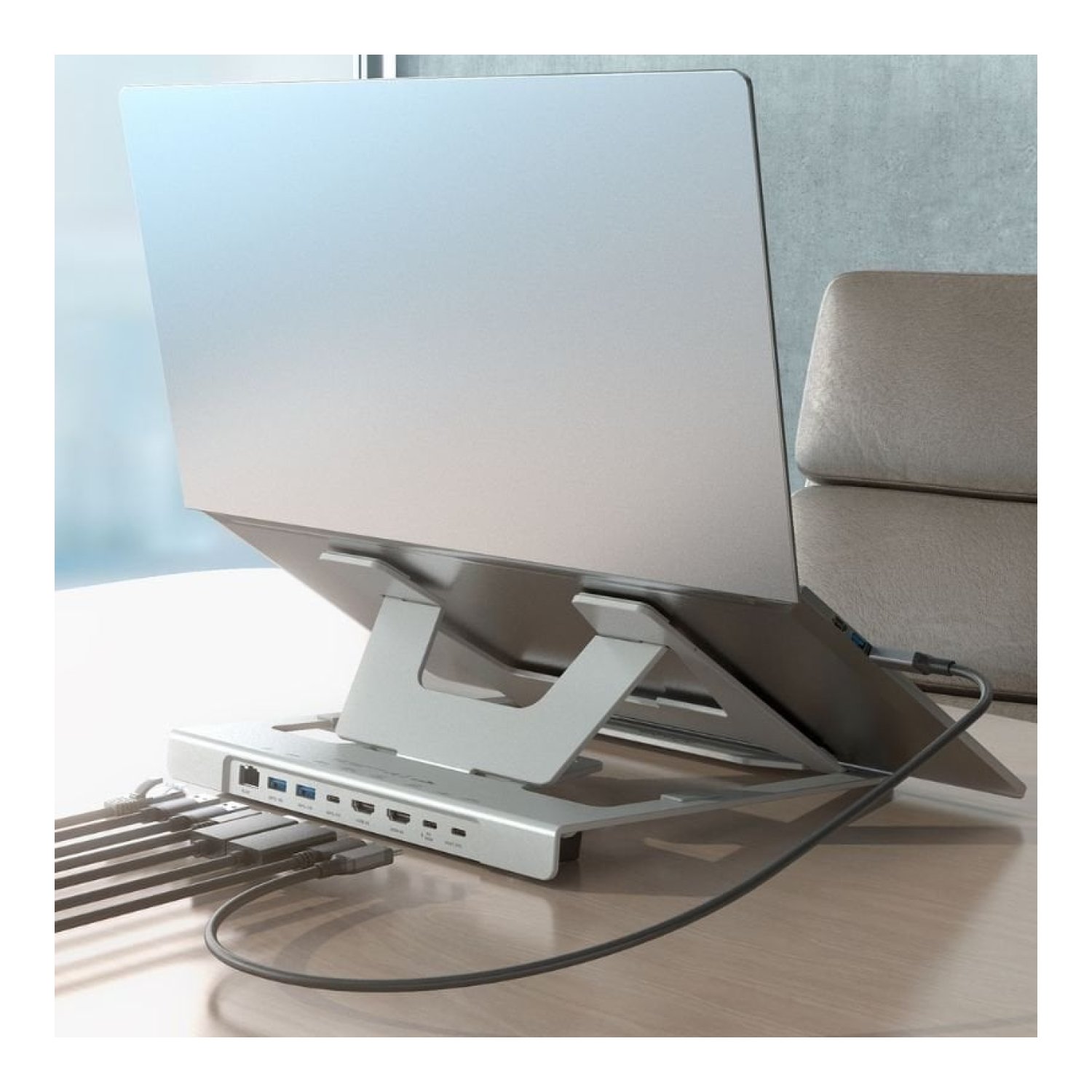 Soporte de Sobremesa - Docking USB Tipo-C Aisens ASUC-7P046-GR/ 2xUSB/ 1xUSB Tipo-C/ 2xHDMI/ 1xRJ45/ 1xUSB Tipo-C PD/ Gris