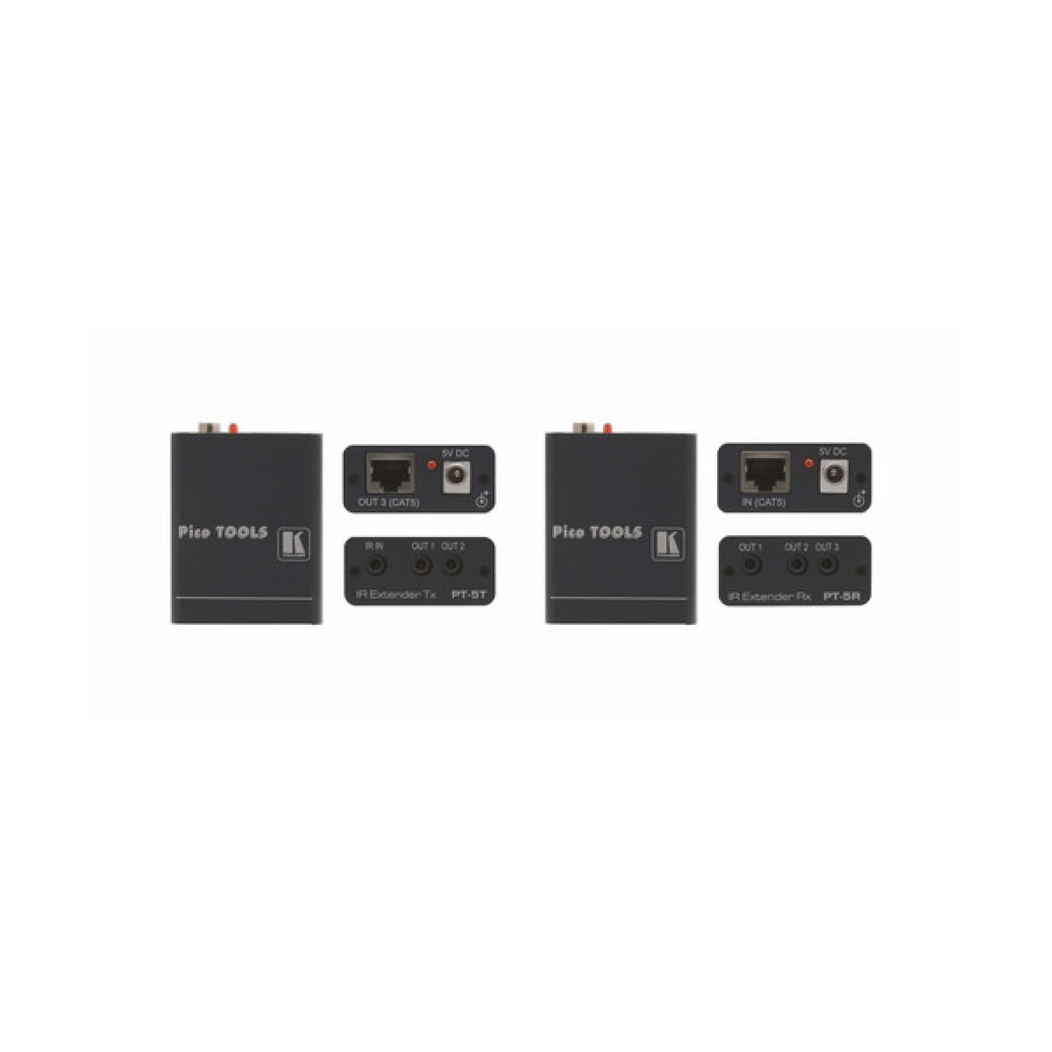 KRAMER EXTENSOR Y REPETIDOR DE IR. RANGO HASTA 250 MTS. CONTROLA 2 DISPOSITIVOS LOCALES Y 3 REMOTOS (PT-5R/T)